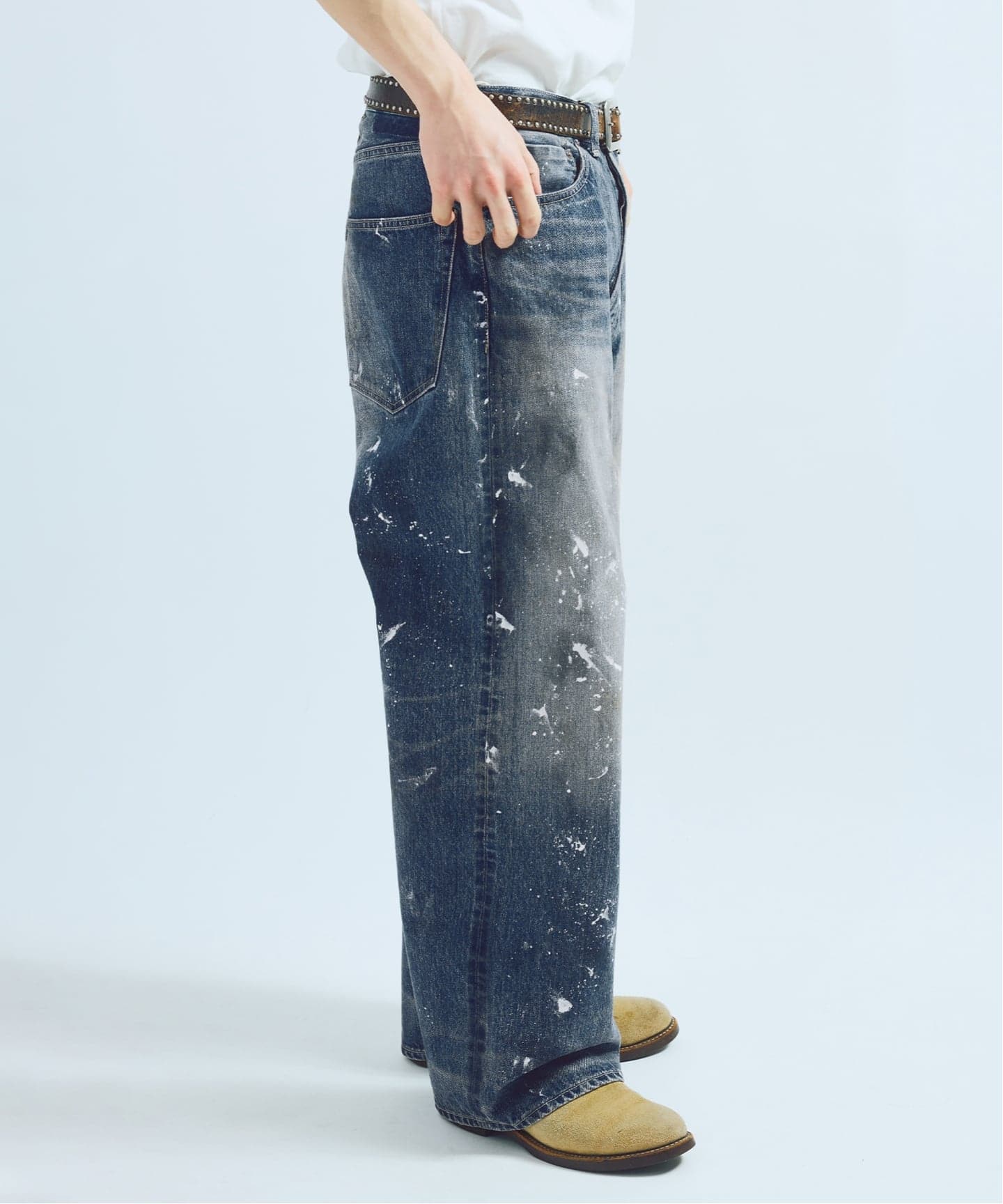 49500円タグ付試着のみJ.S.steadペンキ加工ワイドデニムパンツ JOURNAL STANDARD J.S HOMESTEAD ジーンズ J.S.Homestead / エイジング