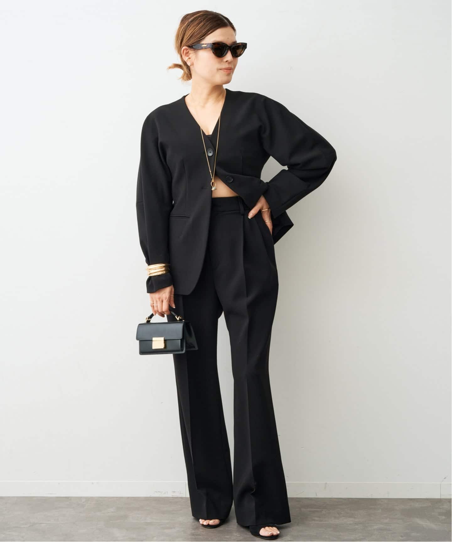 予約》*トリアセジョーゼット タックパンツ（スラックス）｜Deuxieme