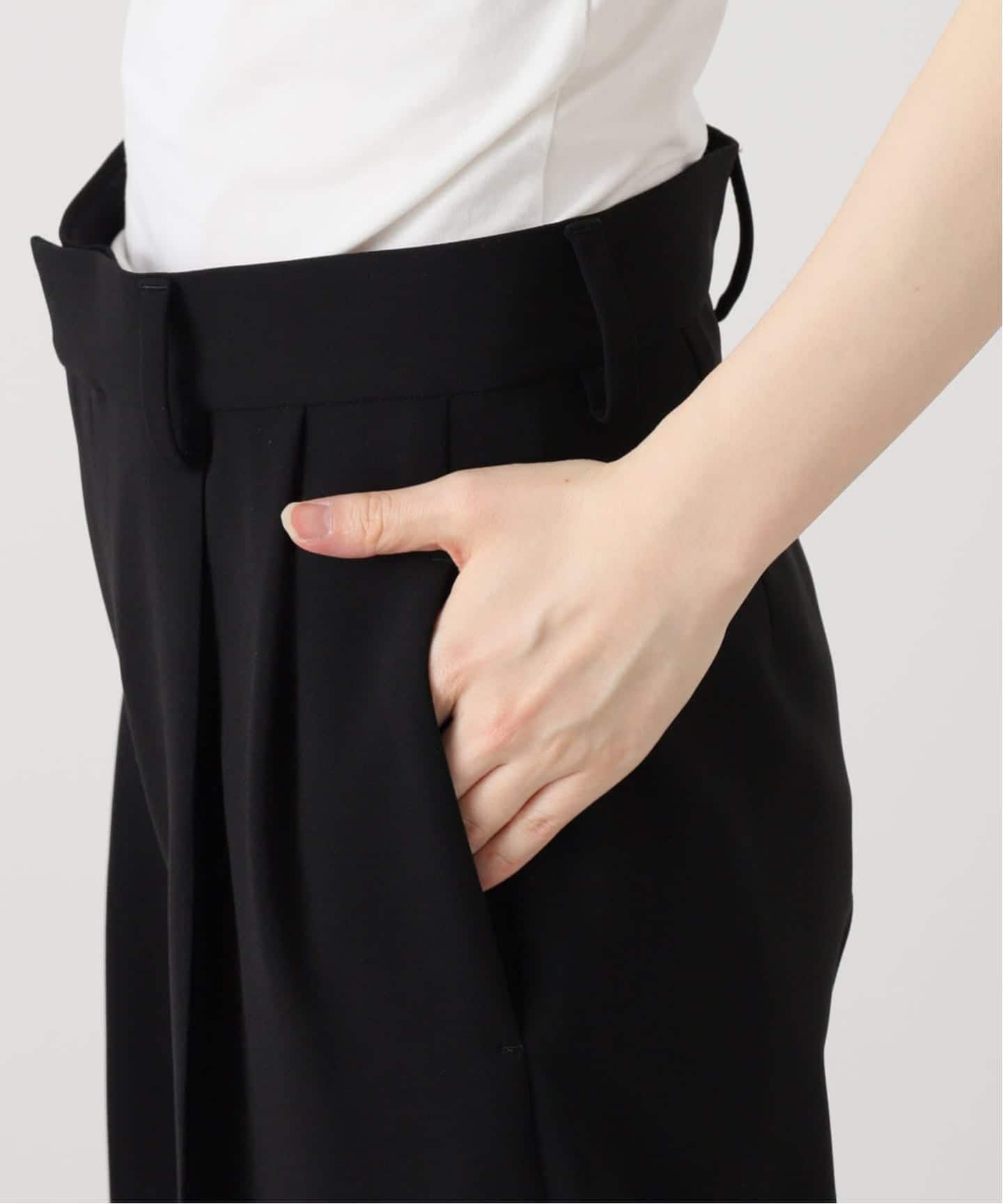 予約》*トリアセジョーゼット タックパンツ（スラックス）｜Deuxieme