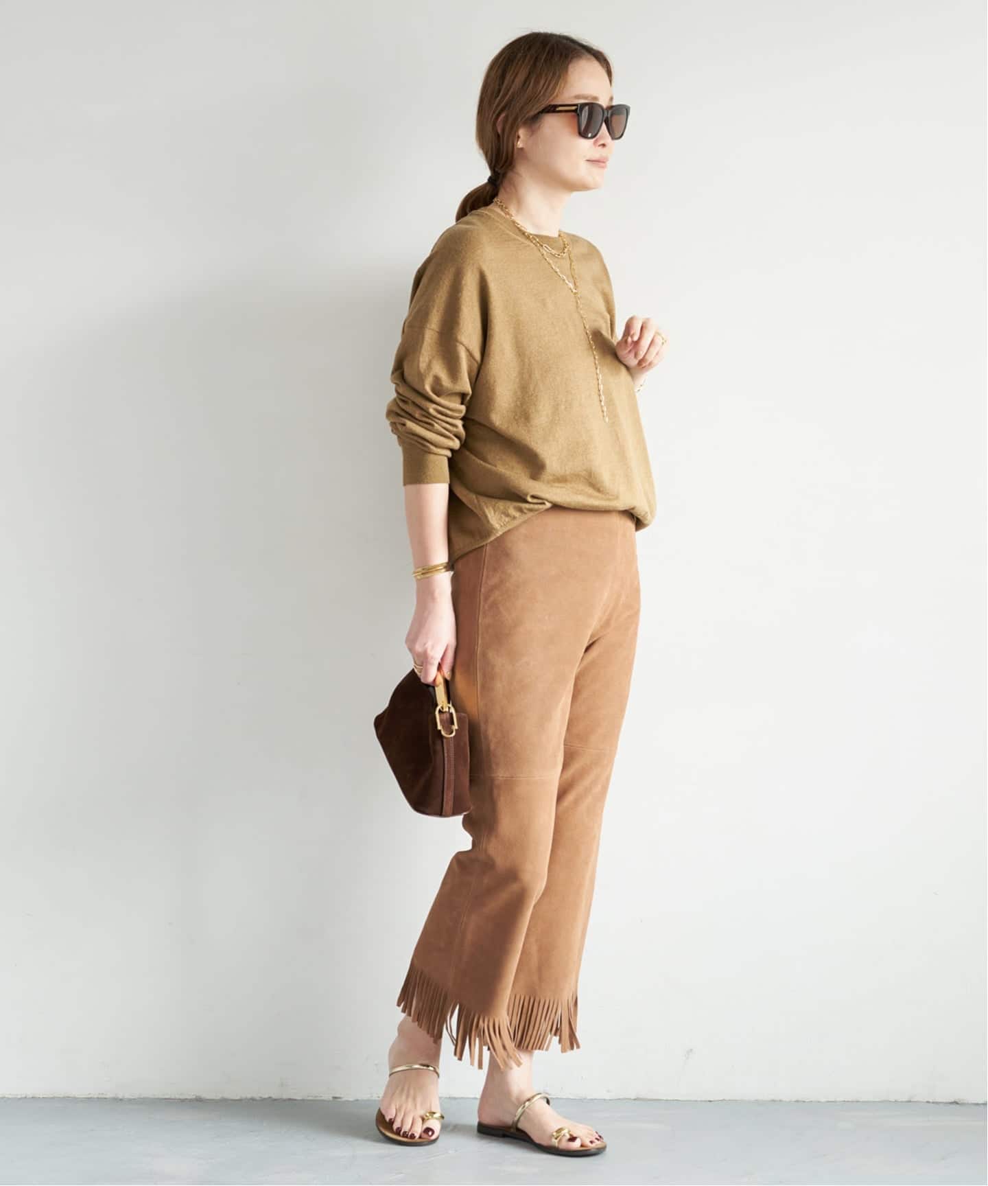 ドゥーズィエムクラス  チノ　ジレ　マディソンブルー MADISONBLUE / マディソンブルー】 FRINGE PANTS SUEDE（その他パンツ