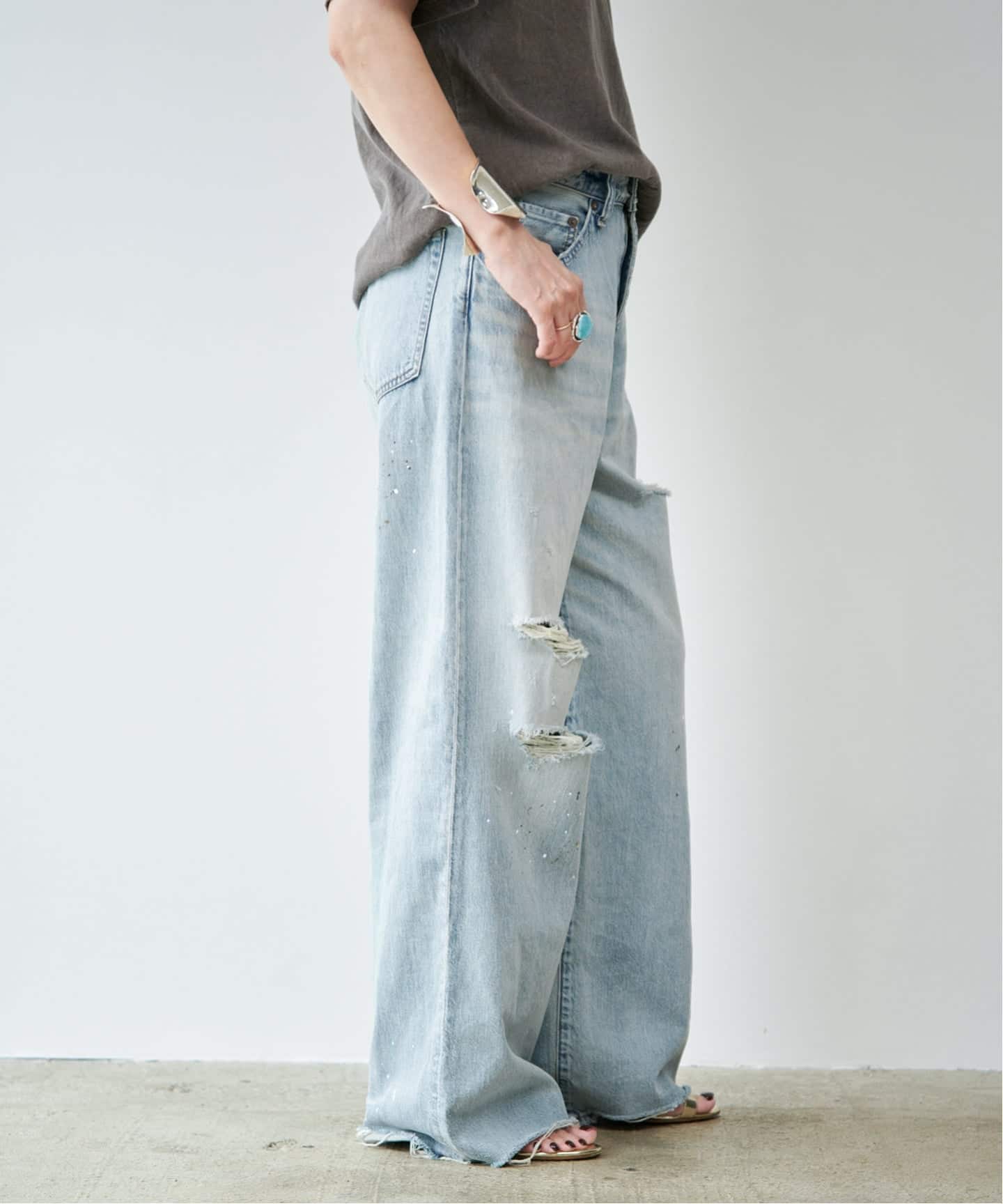 JOHNBULL/ジョンブル】 WIDE DAMAGE PANTS（デニムパンツ・ジーンズ