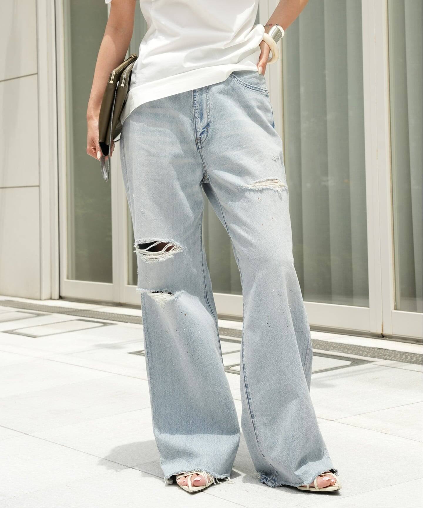 JOHNBULL/ジョンブル】 WIDE DAMAGE PANTS（デニムパンツ・ジーンズ 