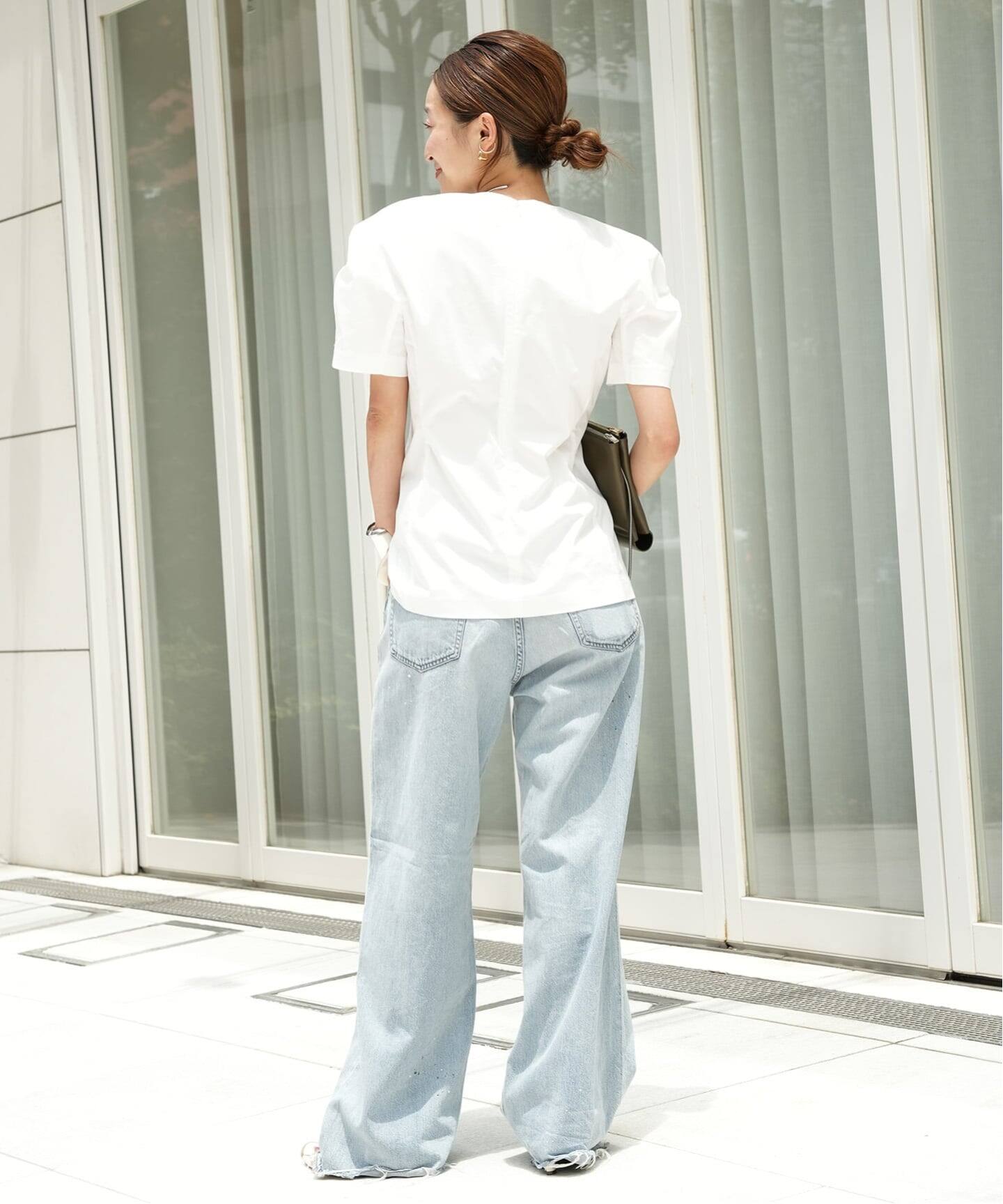 美品Johnbull ホワイト ダメージデニムパンツ JOHNBULL/ジョンブル】 WIDE DAMAGE PANTS（デニムパンツ・ジーンズ