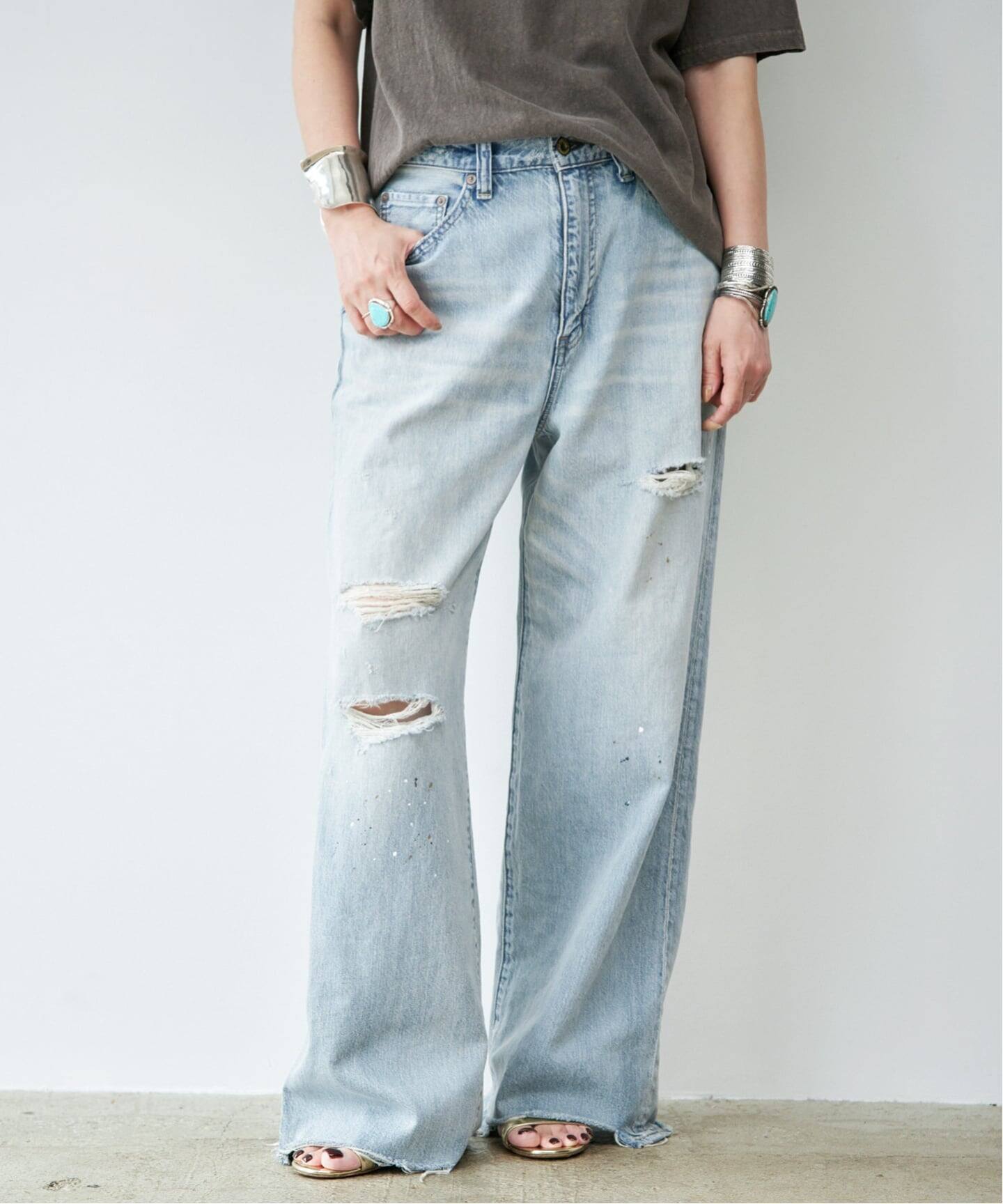 JOHNBULL/ジョンブル】 WIDE DAMAGE PANTS（デニムパンツ・ジーンズ 