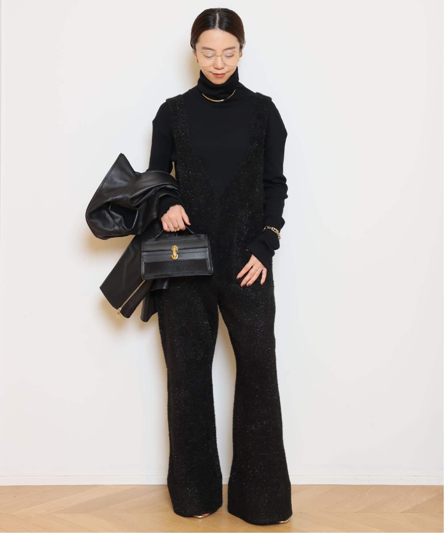 予約》【Col Pierrot/コルピエロ】RAME KNIT オールインワン（つなぎ