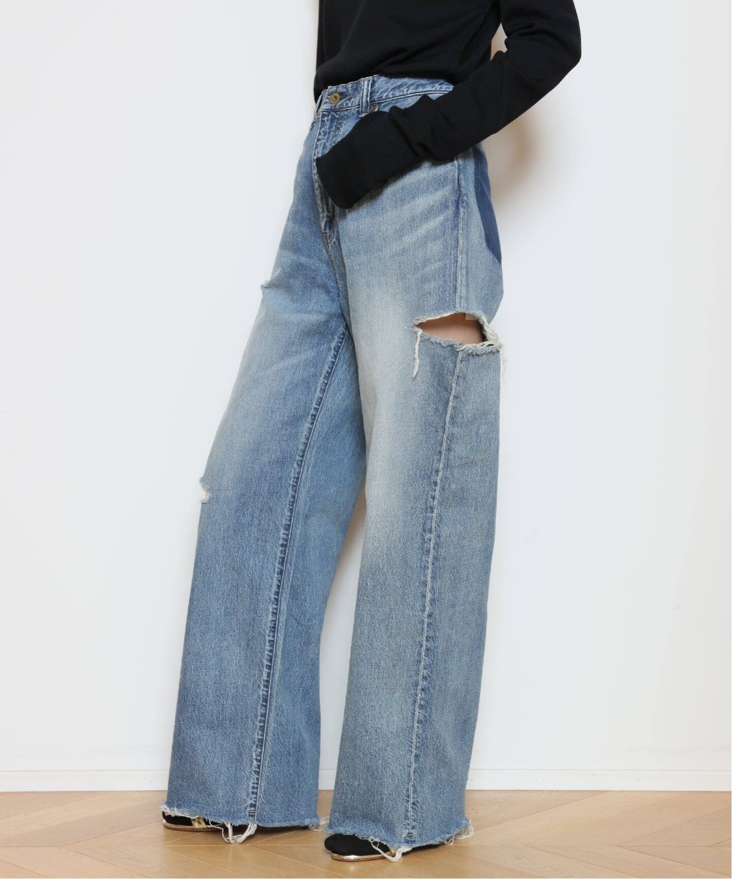 ATTICK BY JOHNBULL/アティック バイ ジョンブル】DAMAGE WIDE デニム