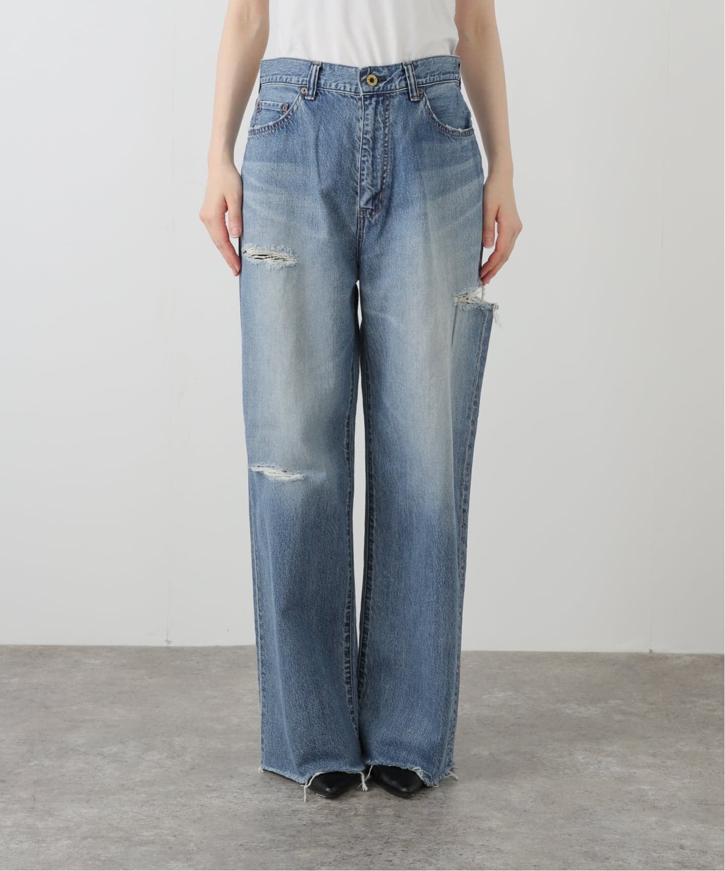 ATTICK BY JOHNBULL/アティック バイ ジョンブル】DAMAGE WIDE デニム