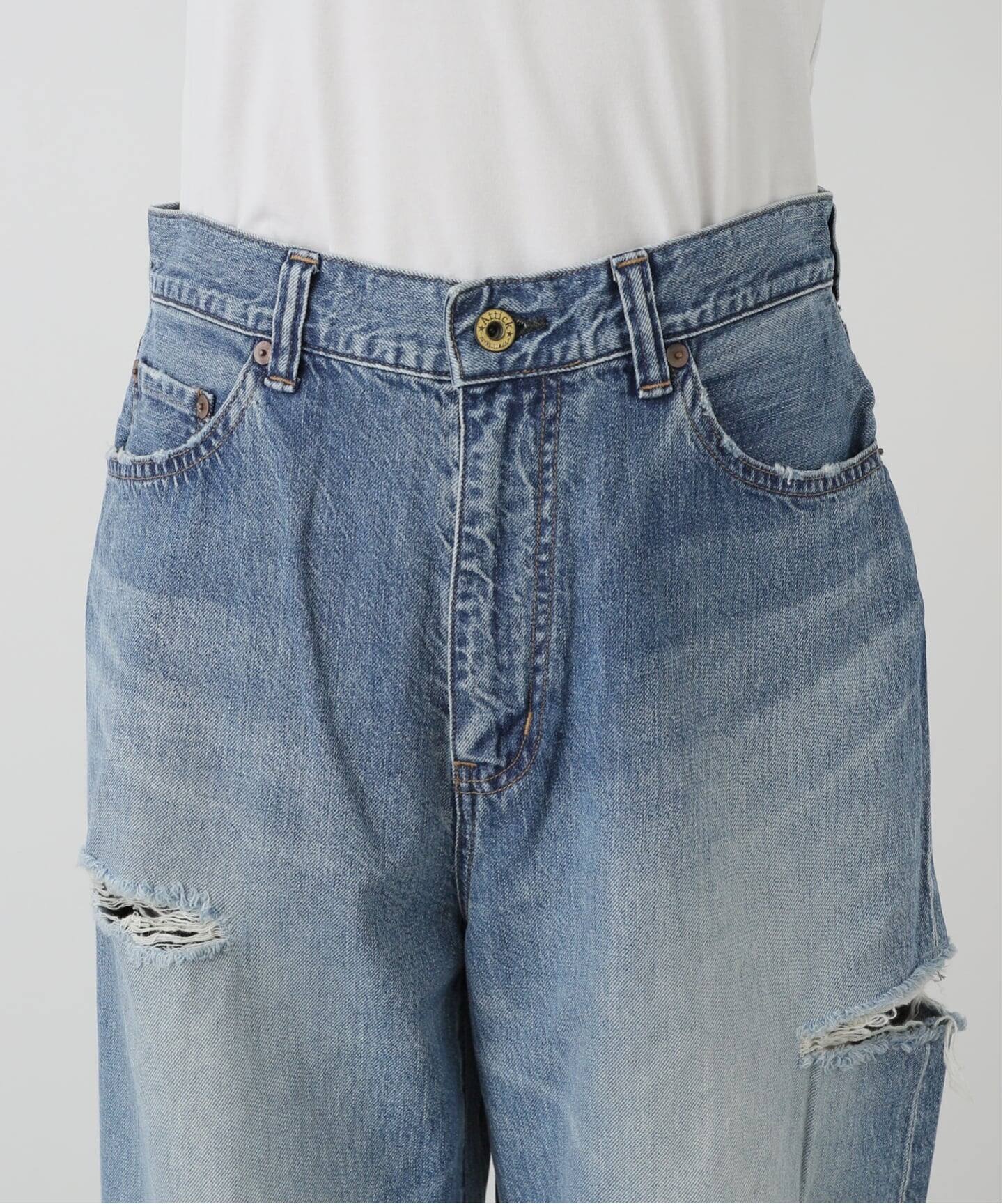 ATTICK BY JOHNBULL/アティック バイ ジョンブル】DAMAGE WIDE デニム