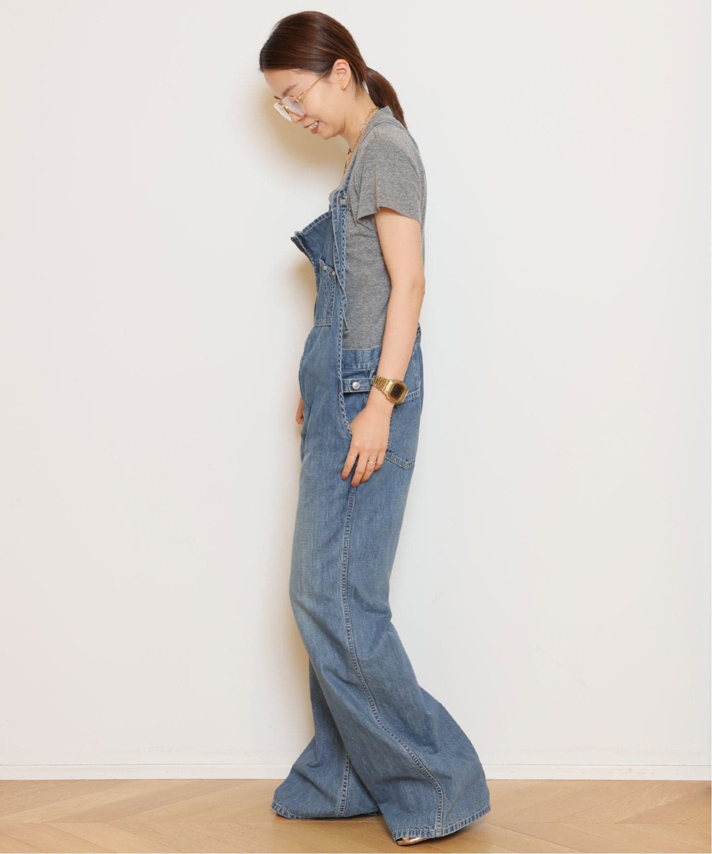 JOHNBULL デニム フレンチ サロペット L オーバーオール ユーズド加工 JOHNBULL/ジョンブル】デニムフレンチサロペット（サロペット