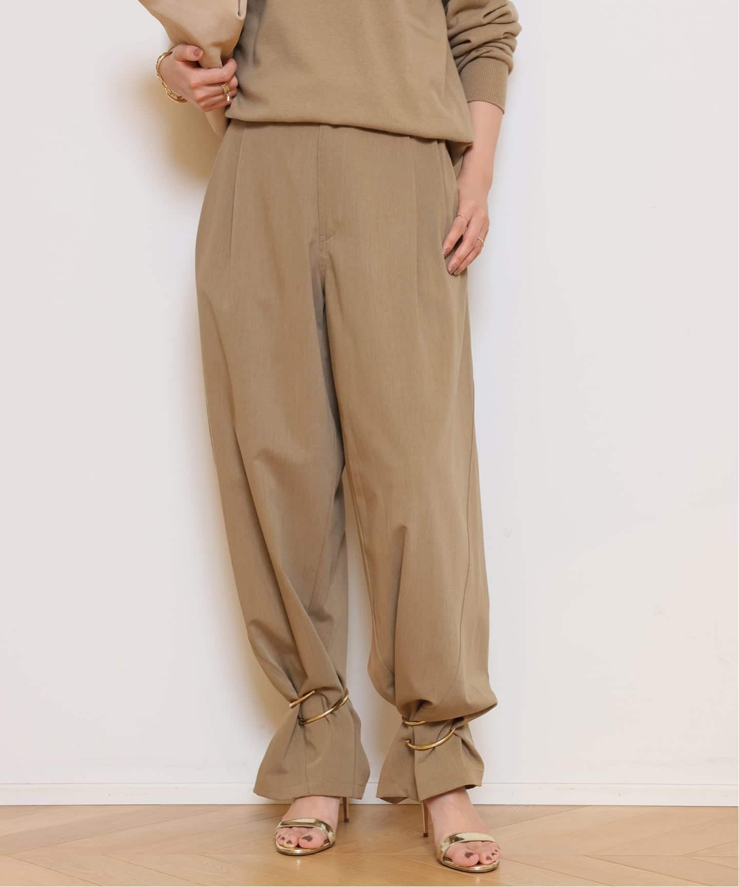 DARK PARK コットンパンツ　PHEBE ベージュ　キャメル DARKPARK/ダークパーク】PHEBE CUFF ADORNED WOOL パンツ（その他