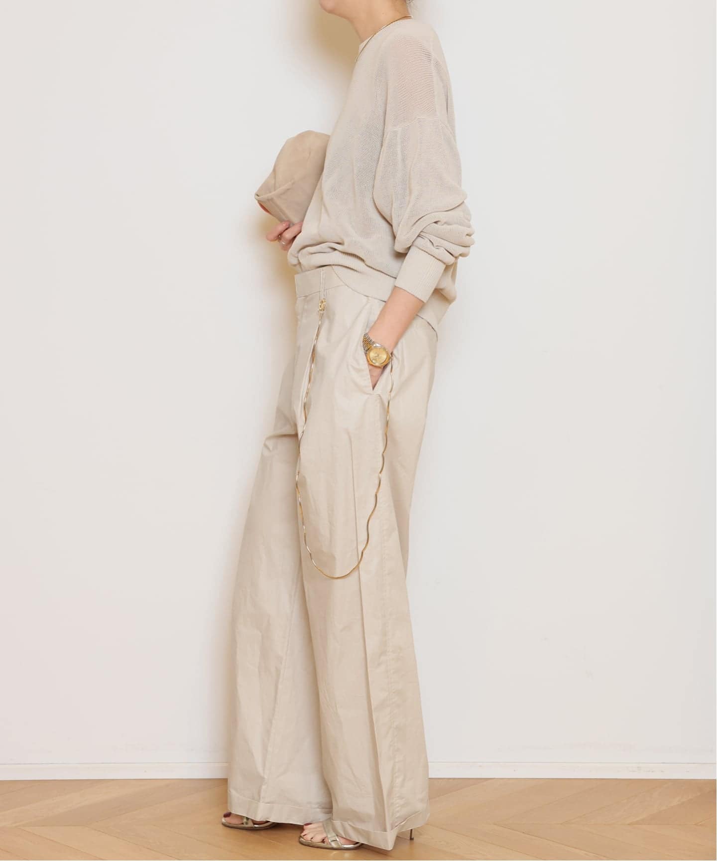 DARKPARK/ダークパーク】DANIELLE CHAIN POPELINE WIDE パンツ（BEIGE