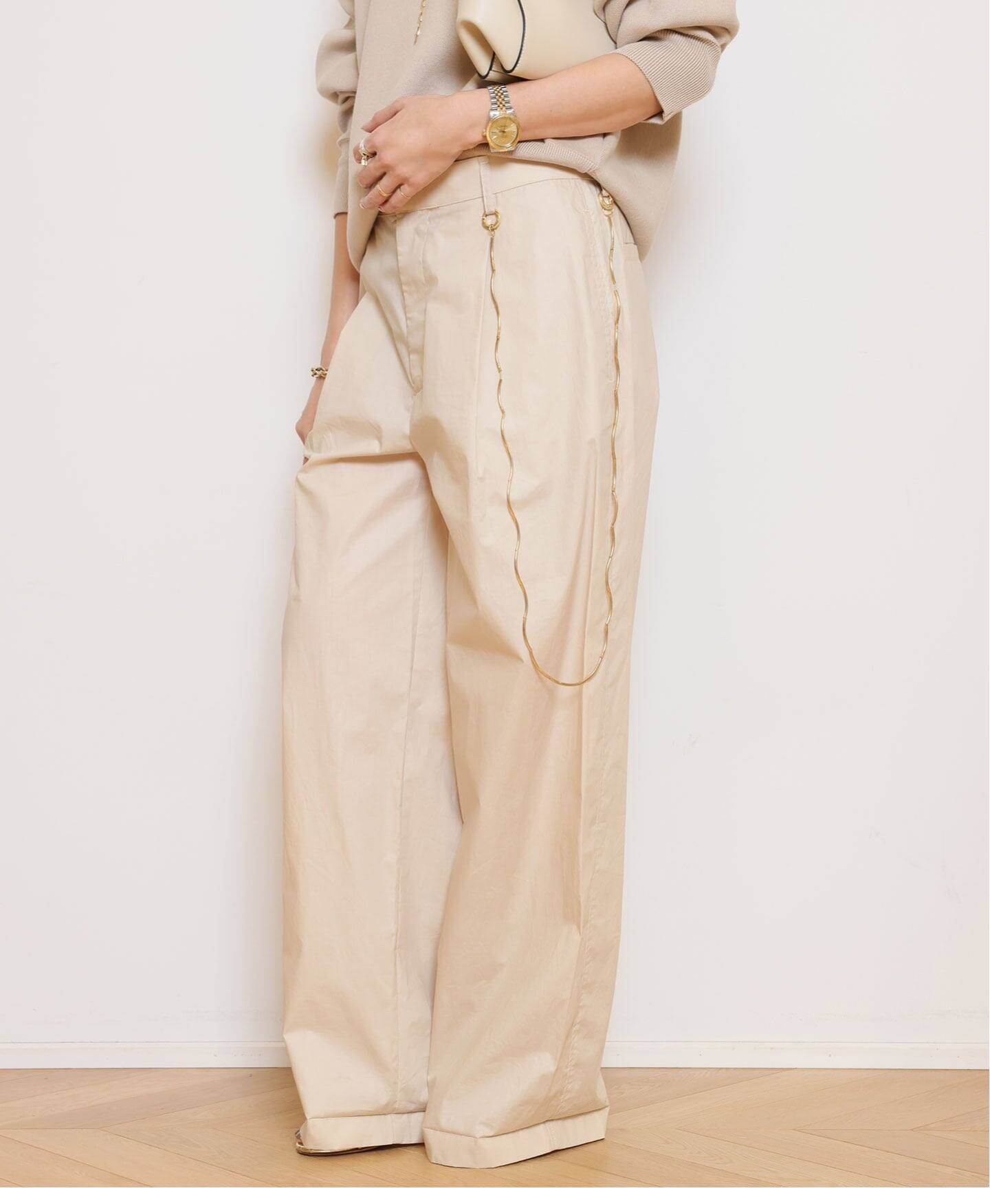 DARKPARK/ダークパーク】DANIELLE CHAIN POPELINE WIDE パンツ（BEIGE