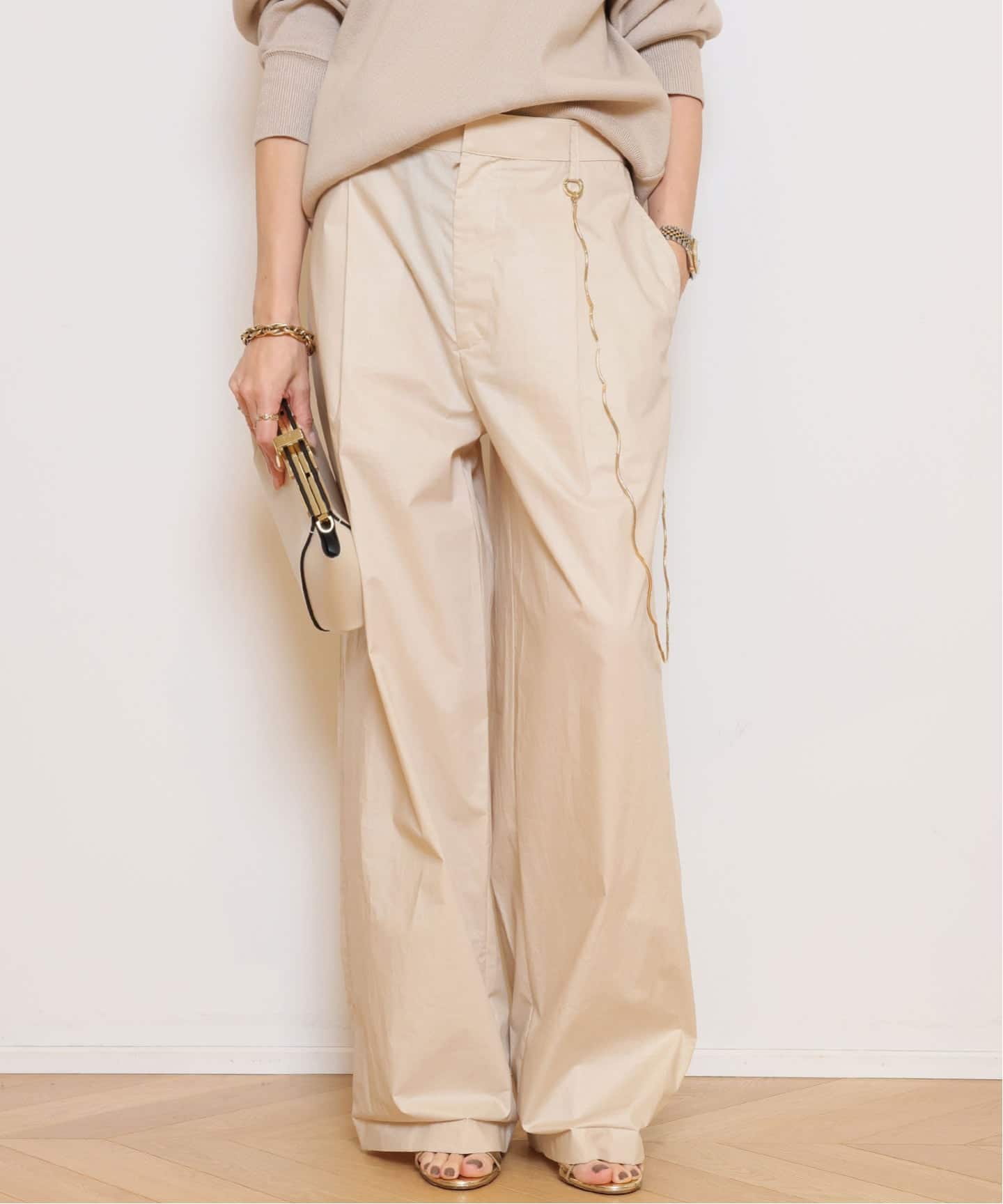 DARKPARK/ダークパーク】DANIELLE CHAIN POPELINE WIDE パンツ（BEIGE