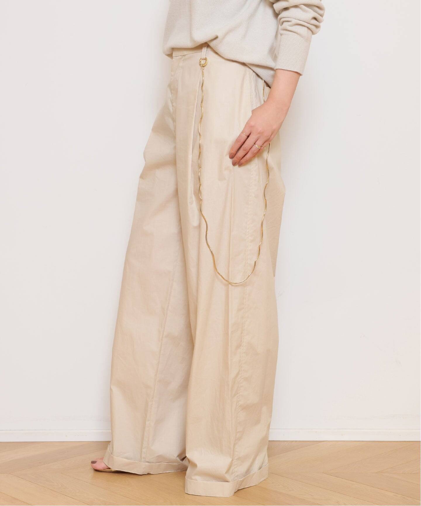 DARKPARK/ダークパーク】DANIELLE CHAIN POPELINE WIDE パンツ（BEIGE