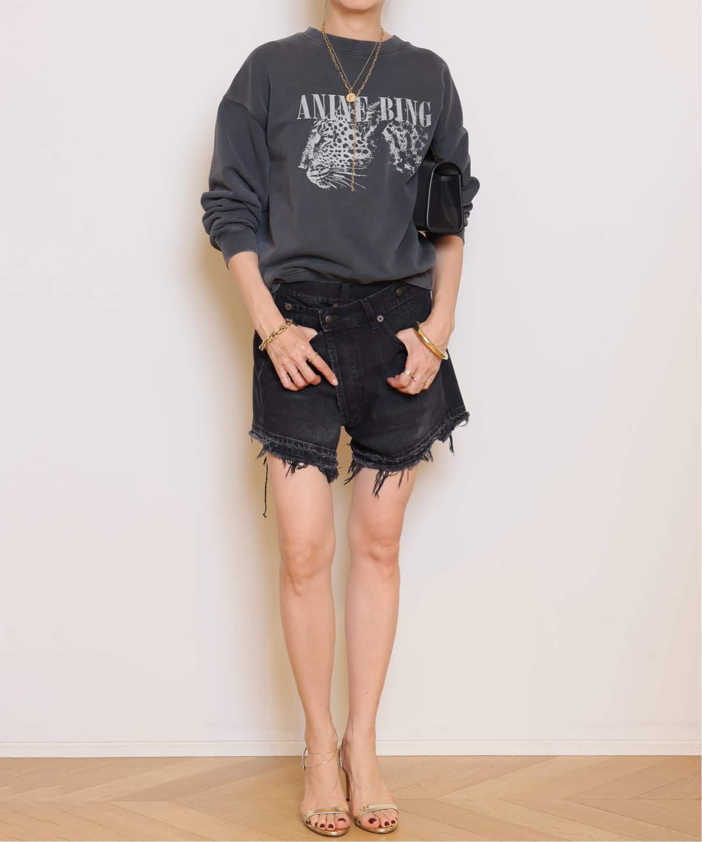 R13/アールサーティーン】CROSSOVER ショートパンツ(BLACK)（ショート