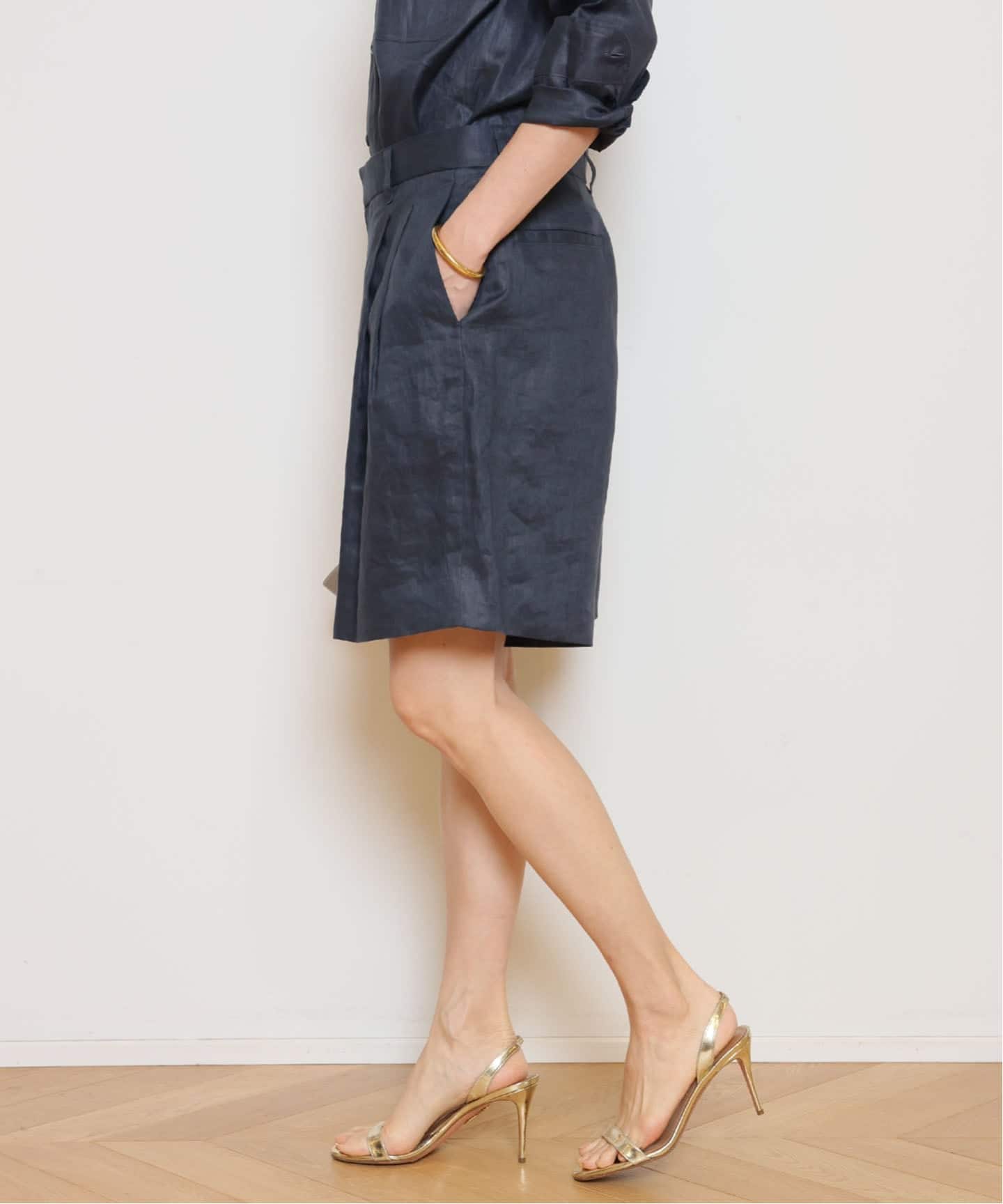 MADISONBLUE/マディソンブルー】 LINEN WIDE TUCK ショーツ（ショート