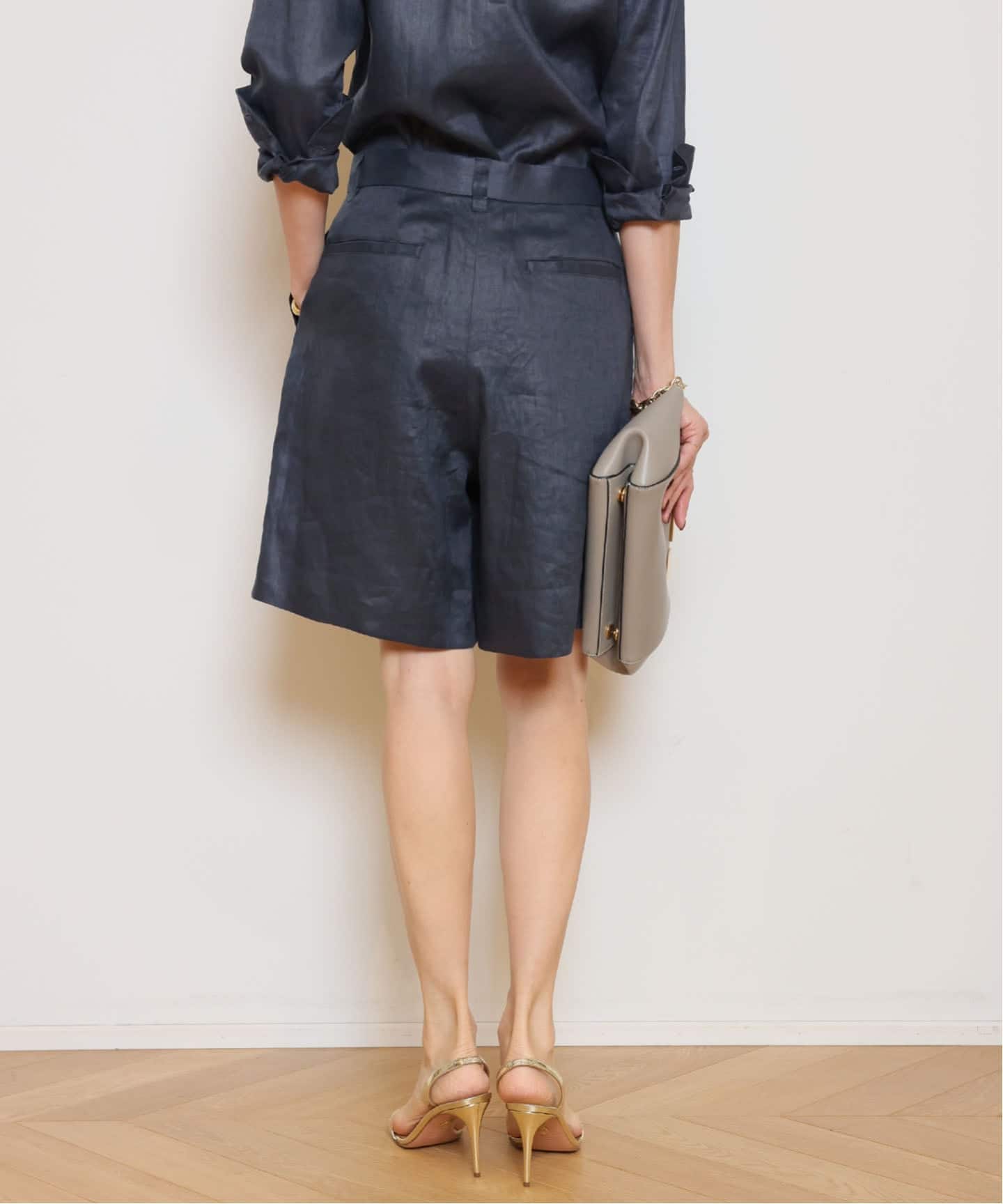 MADISONBLUE/マディソンブルー】 LINEN WIDE TUCK ショーツ（ショート