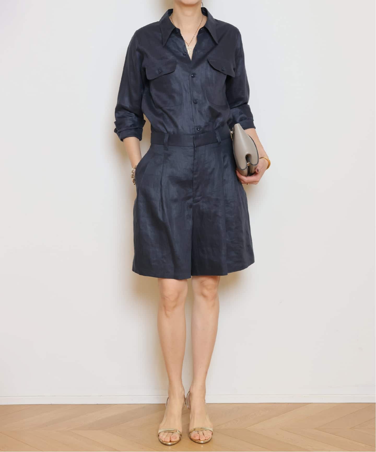 MADISONBLUE/マディソンブルー】 LINEN WIDE TUCK ショーツ（ショート