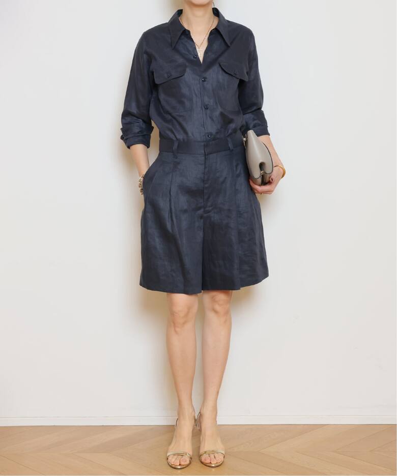 MADISONBLUE/マディソンブルー】 LINEN WIDE TUCK ショーツ（ショート 