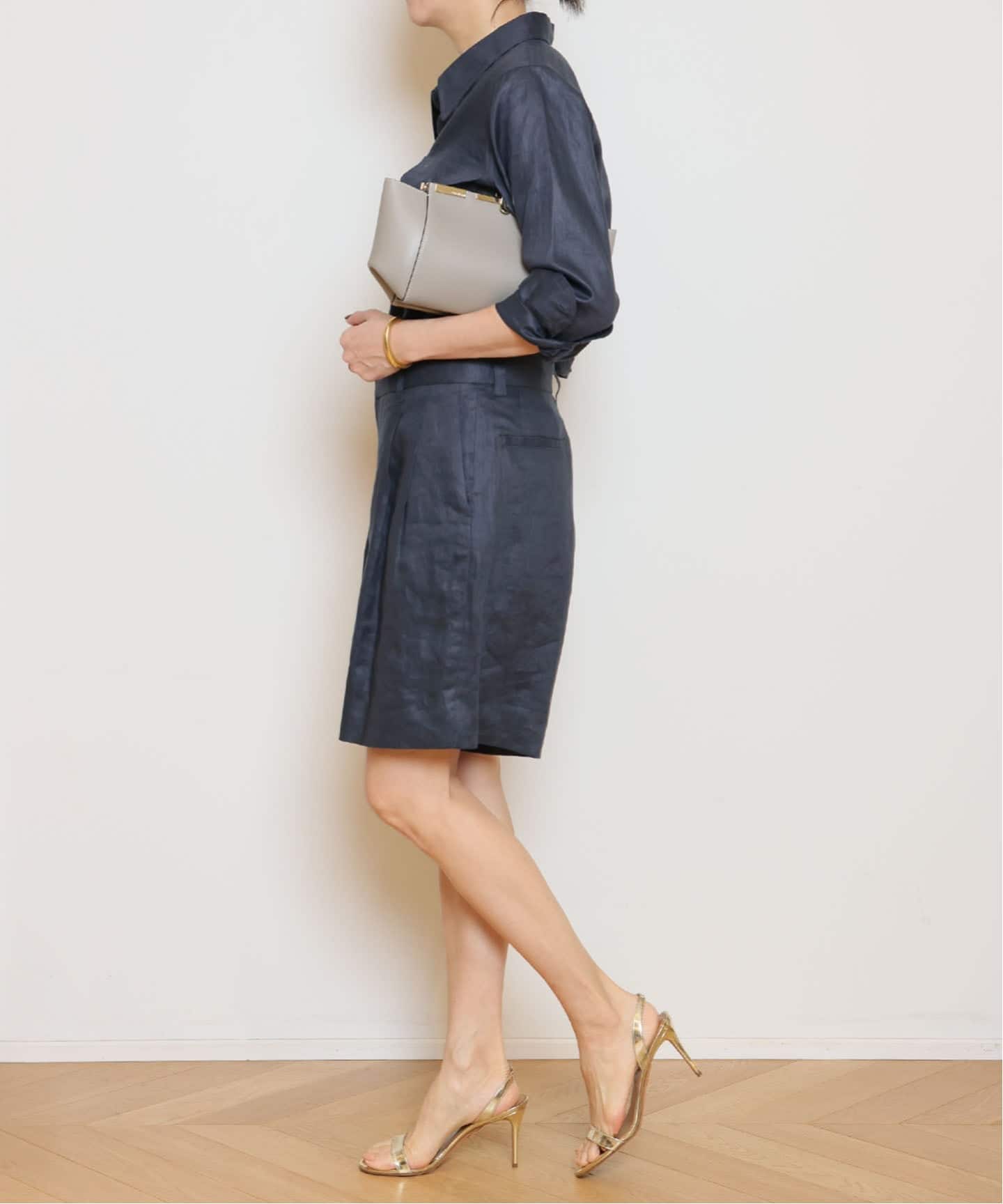 MADISONBLUE/マディソンブルー】 LINEN WIDE TUCK ショーツ（ショート