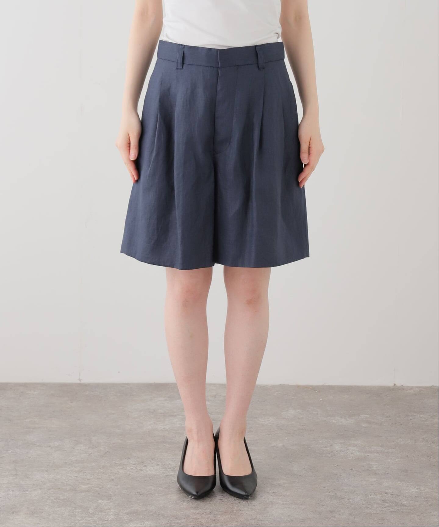 MADISONBLUE/マディソンブルー】 LINEN WIDE TUCK ショーツ（ショート