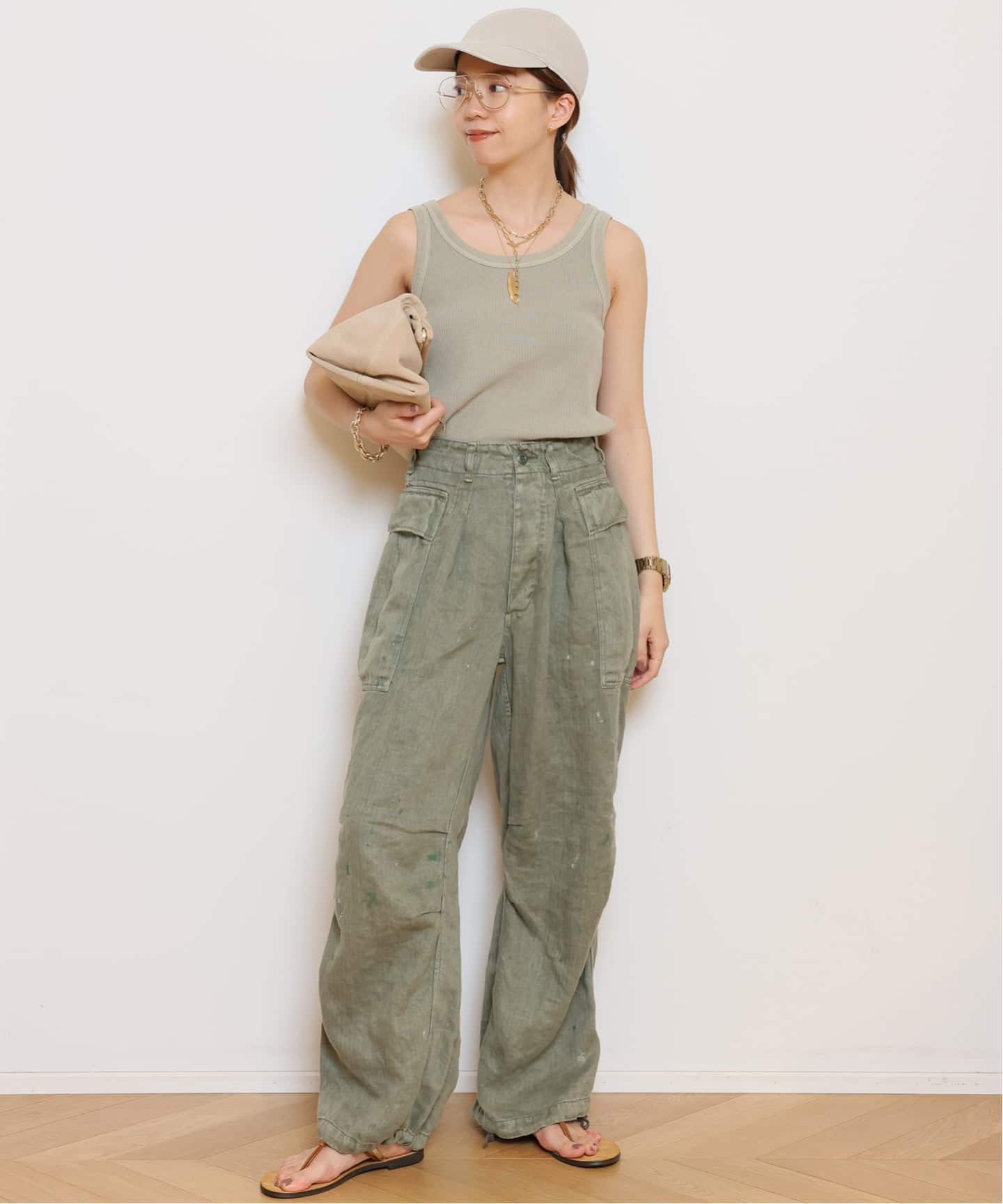 herill ヘリル 22ss カーゴパンツ チノパン ミリタリーパンツ HERILL/ヘリル】HBT linen カーゴパンツ（カーゴパンツ）｜MUSE de