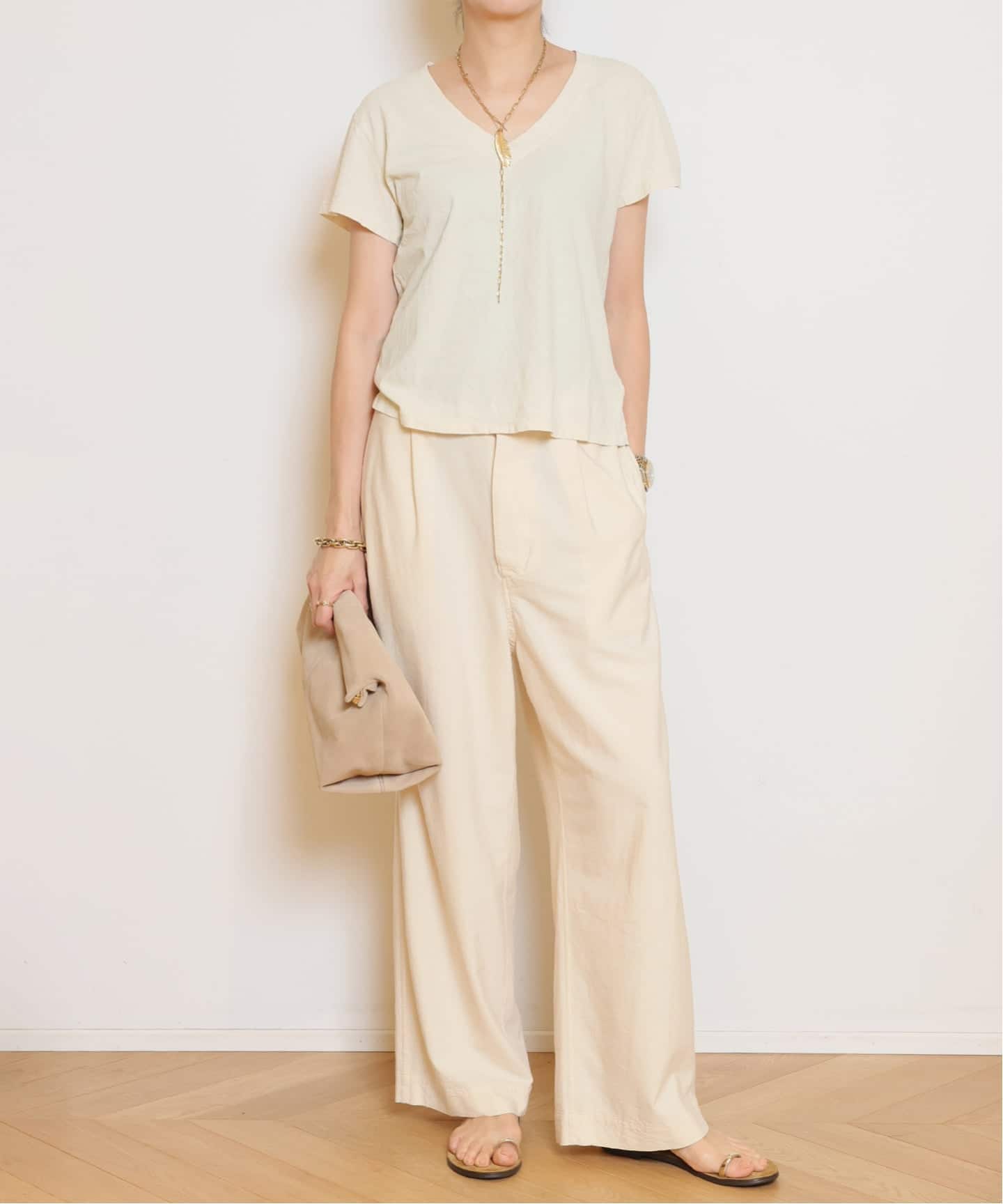 HERILL/ヘリル】Silk cotton nep Workパンツ（スラックス）｜MUSE de