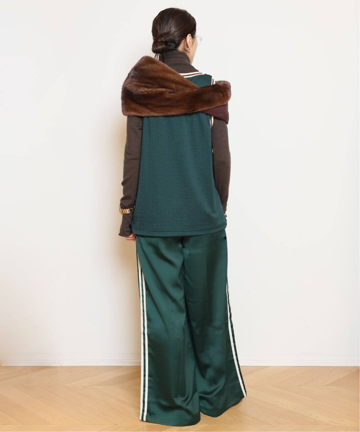 ADIDAS/アディダス】SATIN WIDE LEG TRACK パンツ（GREEN）（ジャージ