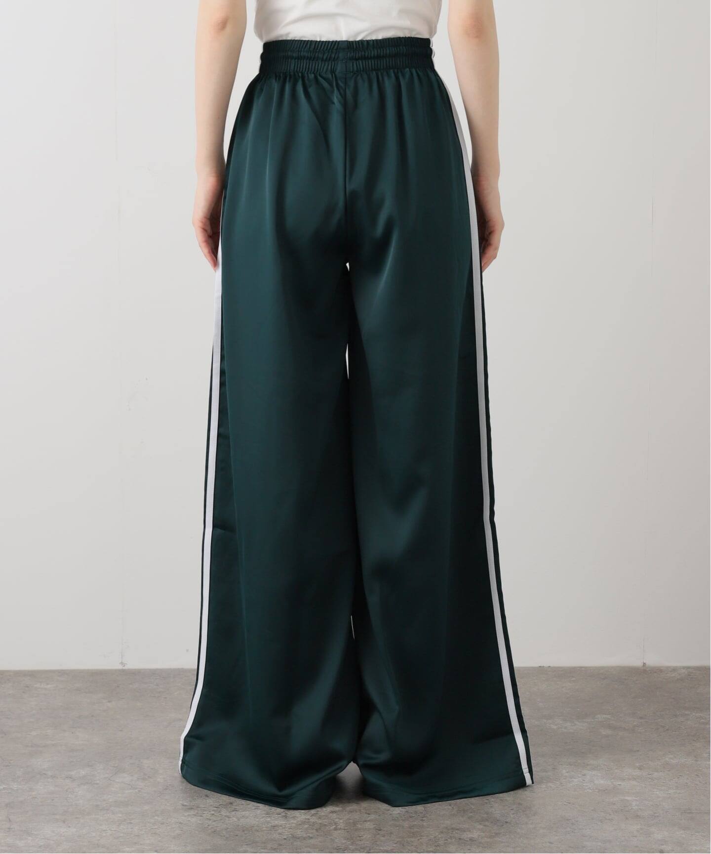ADIDAS/アディダス】SATIN WIDE LEG TRACK パンツ（GREEN）（ジャージ