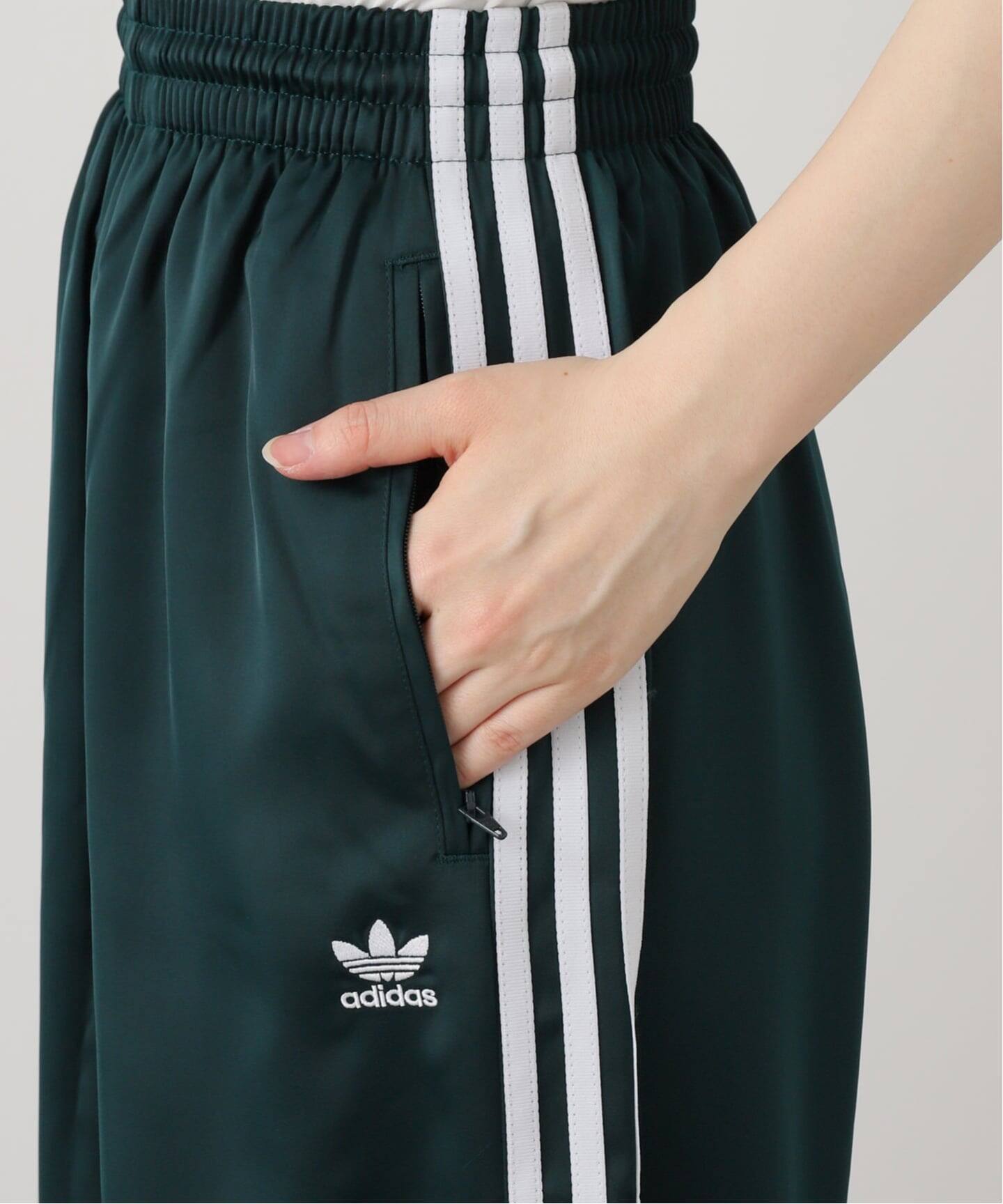 ADIDAS/アディダス】SATIN WIDE LEG TRACK パンツ（GREEN）（ジャージ