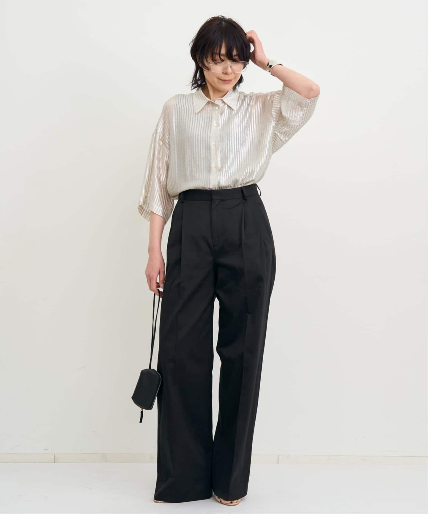 L'Appartement INDRESS Cotton Pants インドレス INDRESS/インドレス】 COTTON TWIL WIDE PANTS（スラックス）｜L