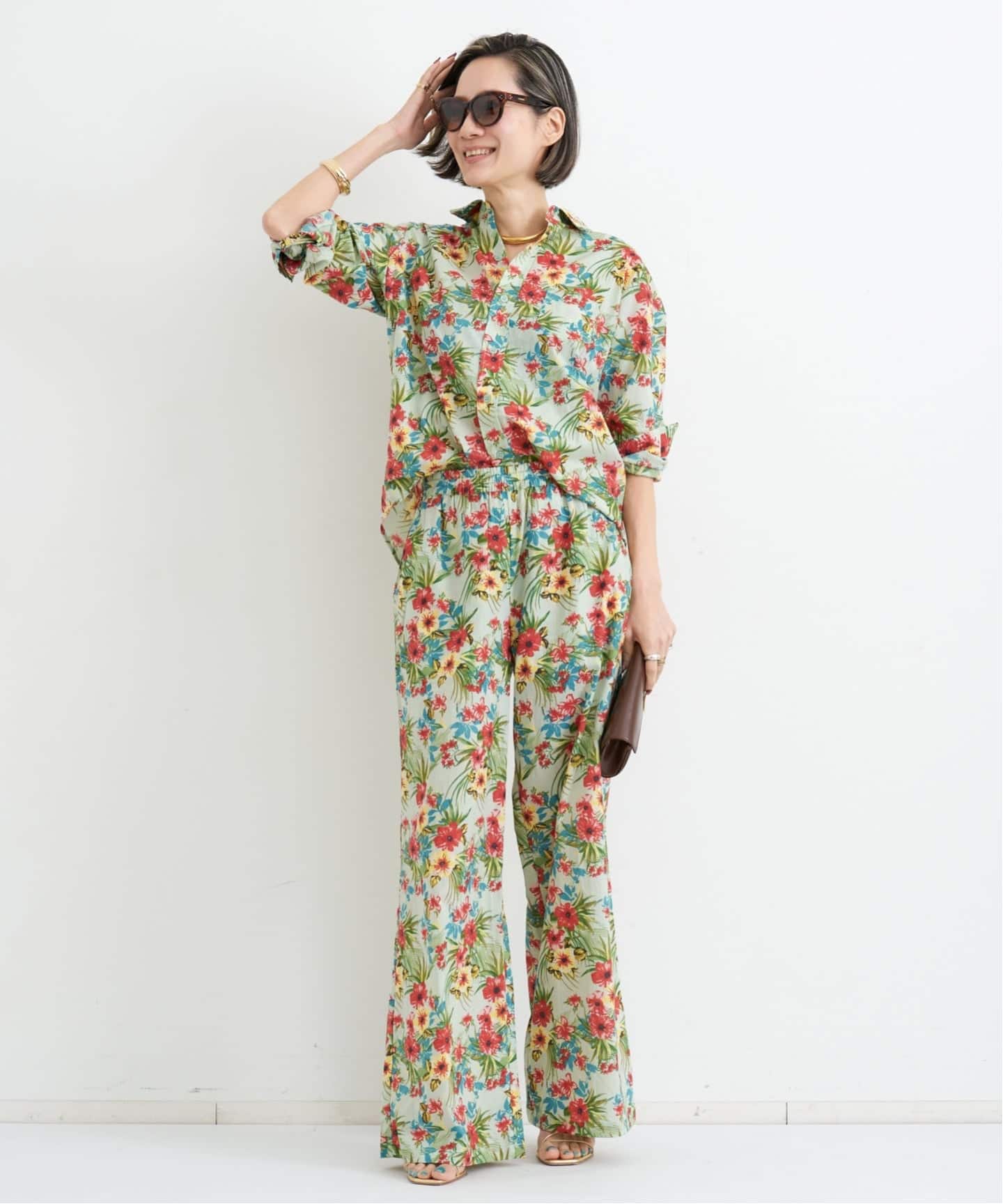 COUTURE D'ADAM/クチュールドアダム】 FLOWER PRINT EASY WIDE PANTS
