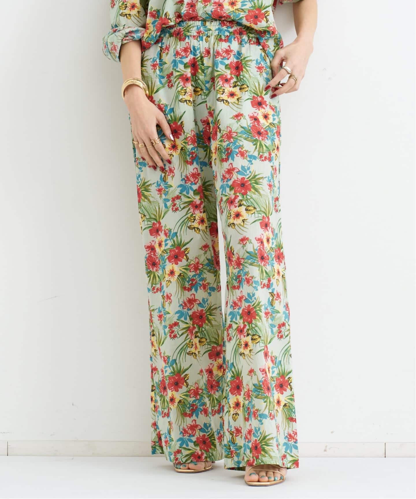 COUTURE D'ADAM/クチュールドアダム】 FLOWER PRINT EASY WIDE PANTS