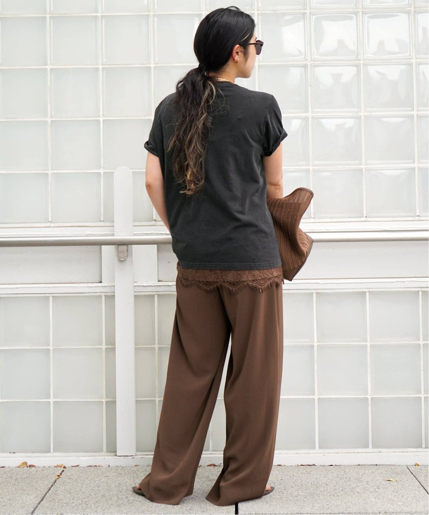 unuseed アンユーズド 2024 AW スラックスパンツ BROWN XL バックサテンプルオンパンツ（スラックス）｜AP STUDIO（エーピー