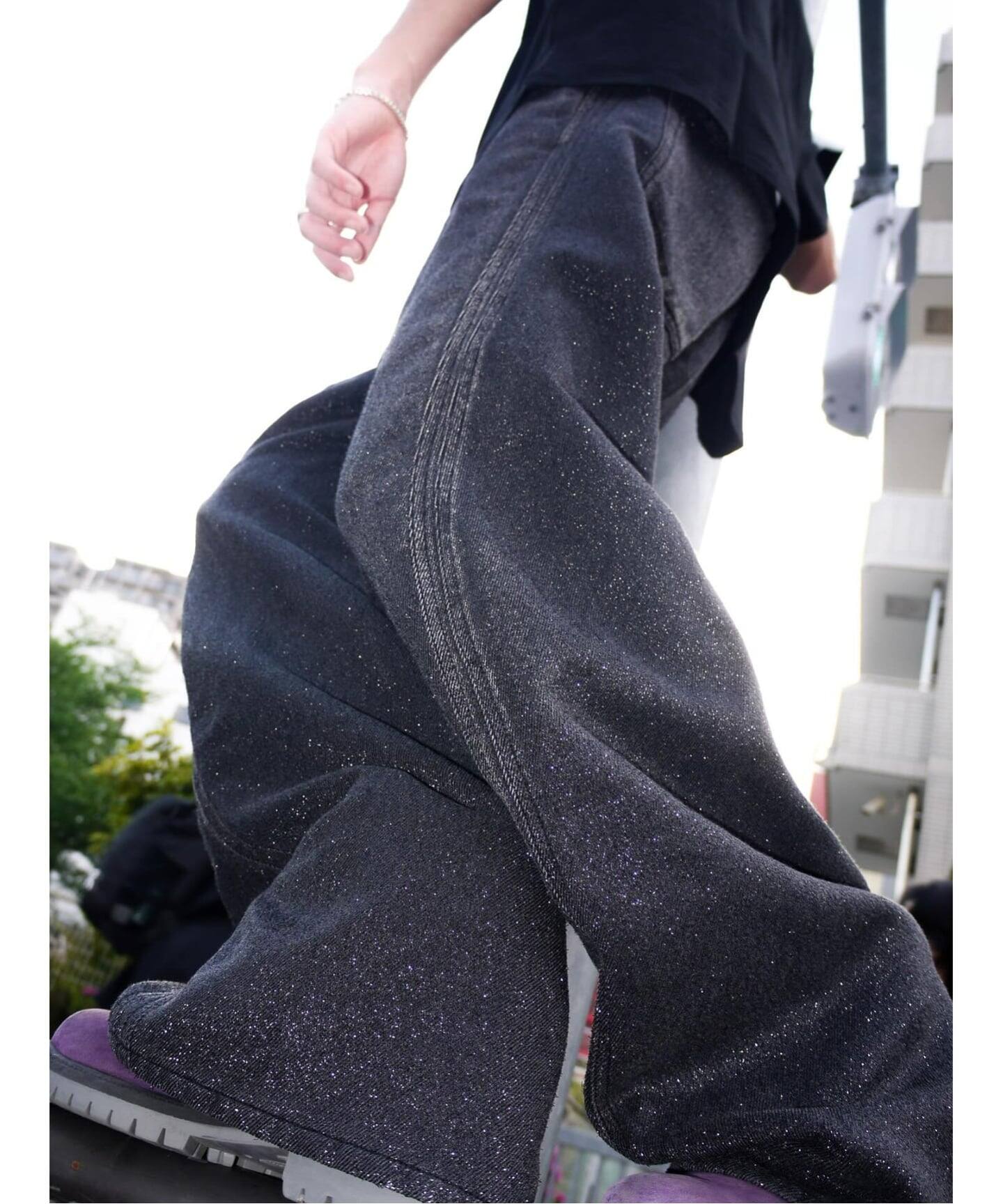 NVRFRGT / ネヴァーフォーゲット GLITTER TWILL 3D TWISTED WIDE LE 