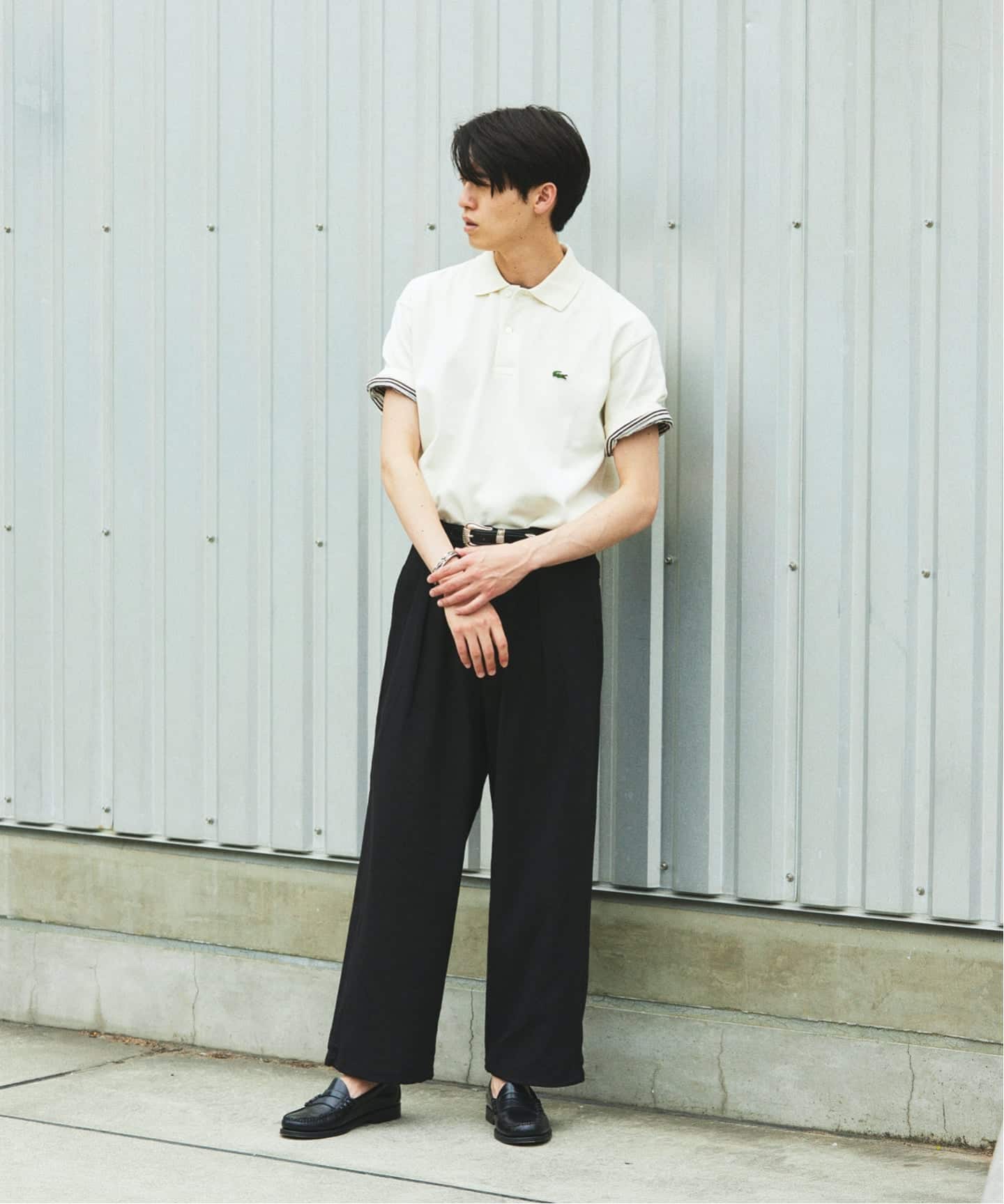 リネン ポリ ストライプ オーバー パンツ（スラックス）｜JOURNAL