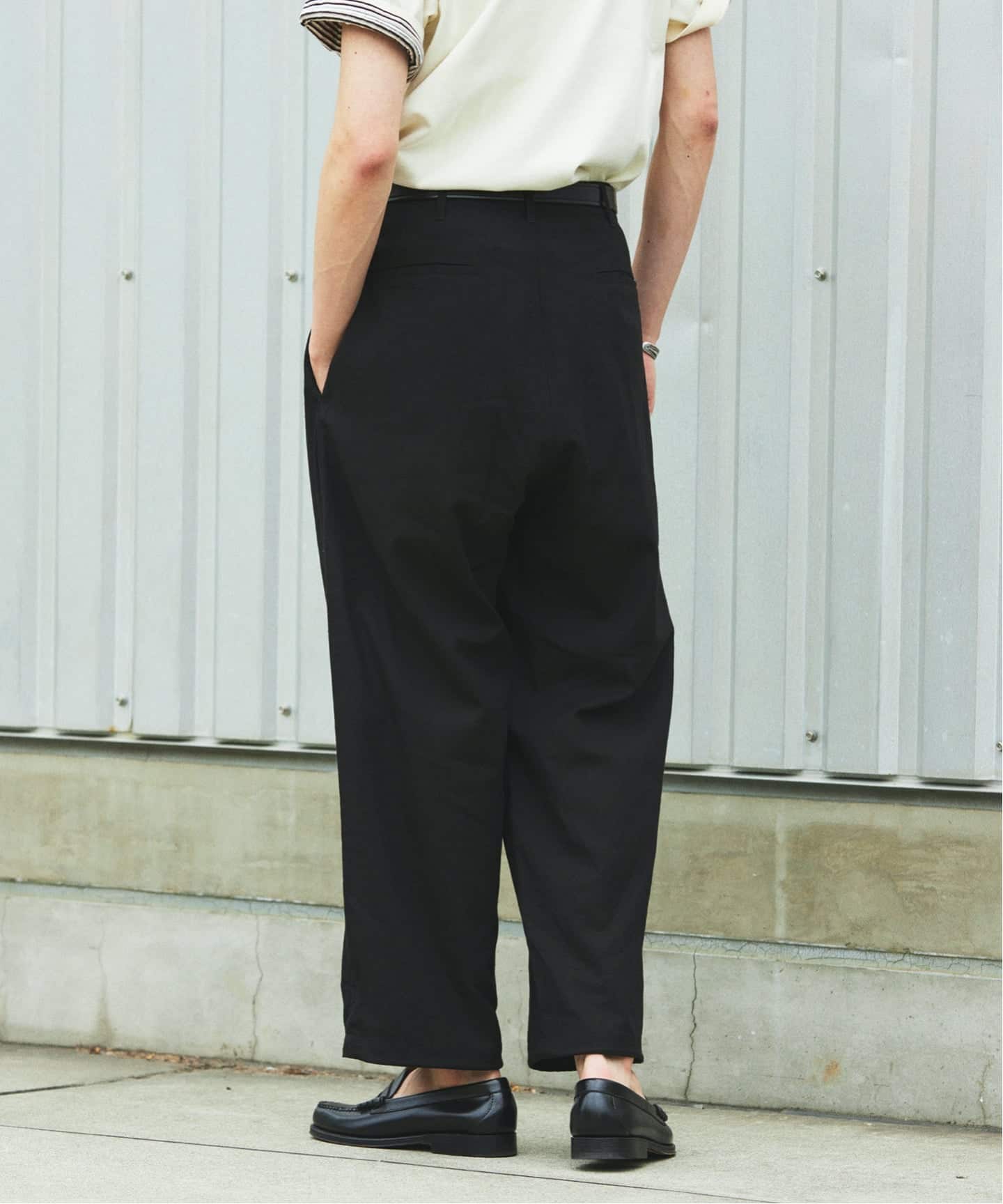 リネン ポリ ストライプ オーバー パンツ（スラックス）｜JOURNAL
