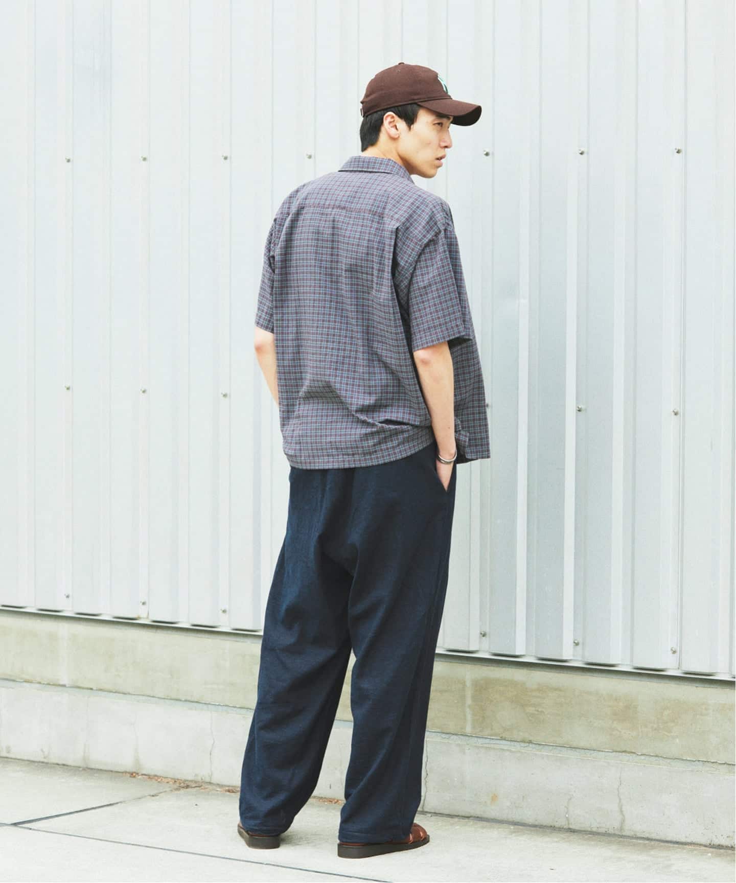 リネン ポリ ストライプ オーバー パンツ（スラックス）｜JOURNAL