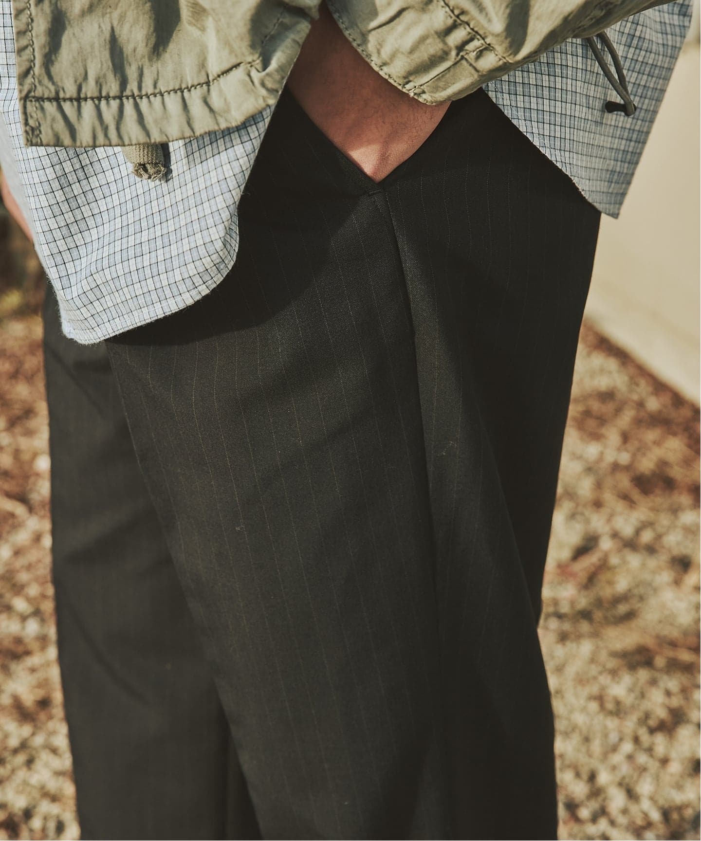 T/W ストライプ 2タック トラウザー スラックス（スラックス