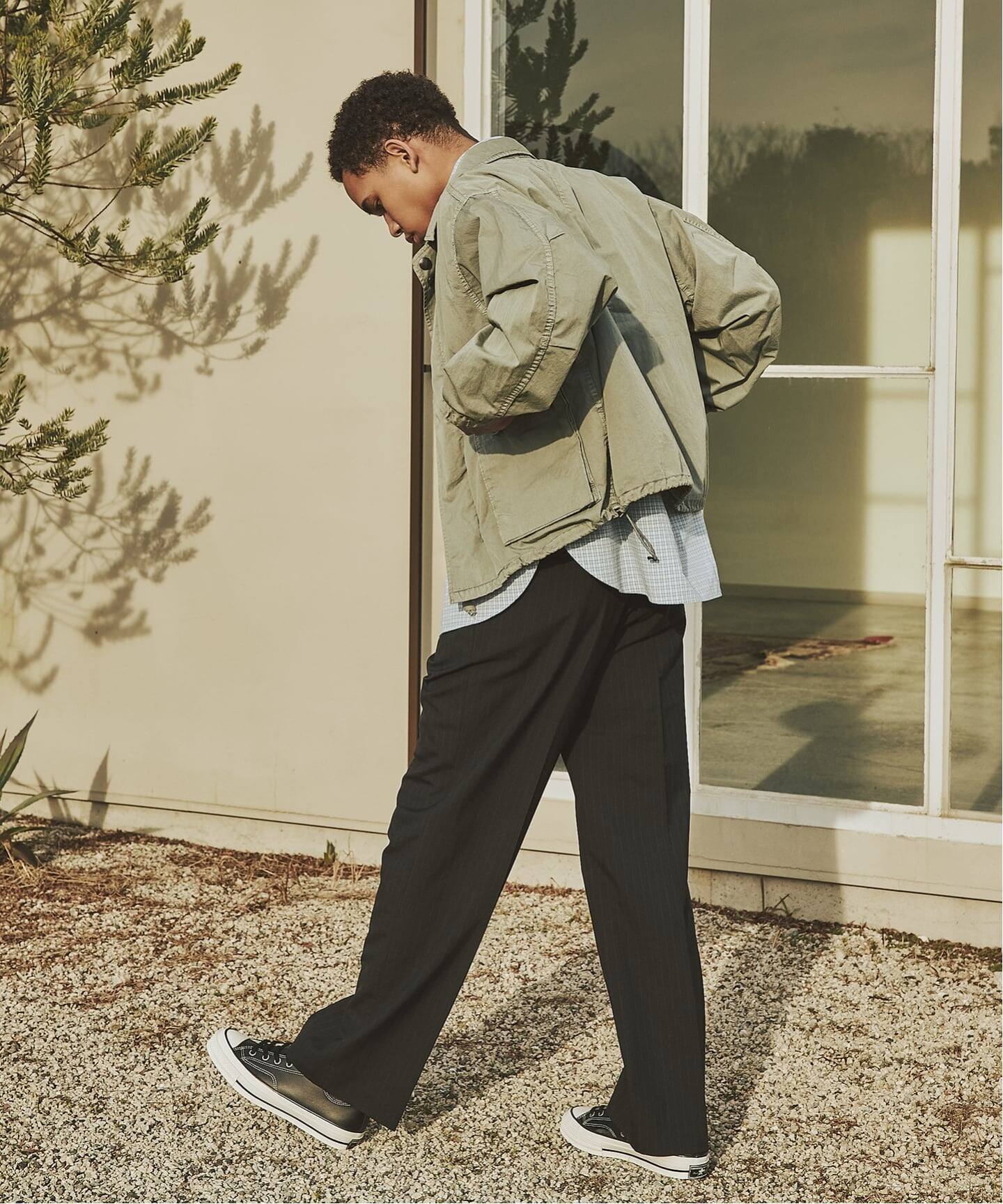 予約》T/W ストライプ 2タック トラウザー スラックス（スラックス