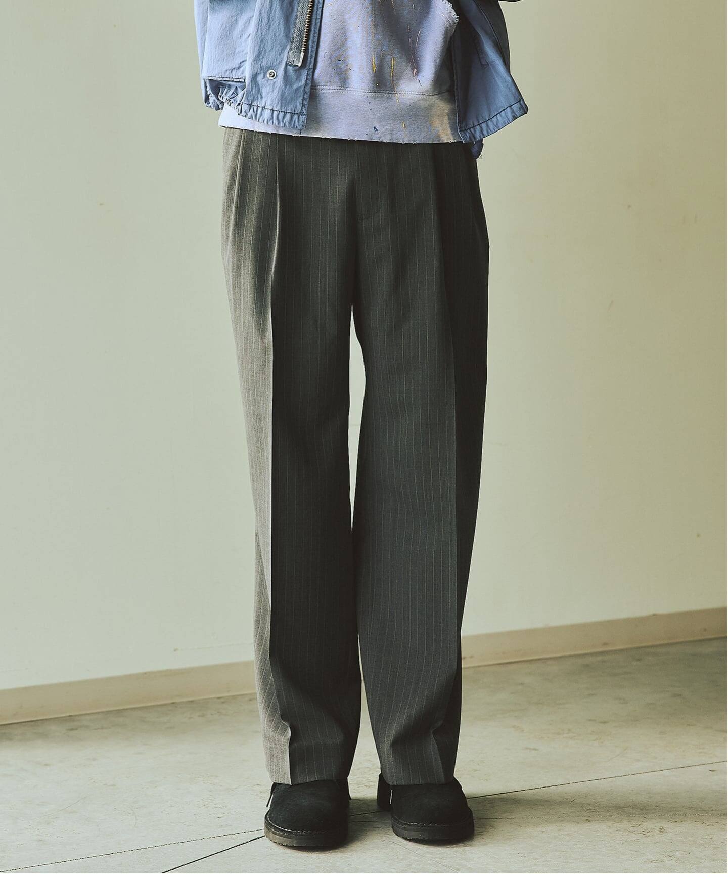 T/W ストライプ 2タック トラウザー スラックス（スラックス