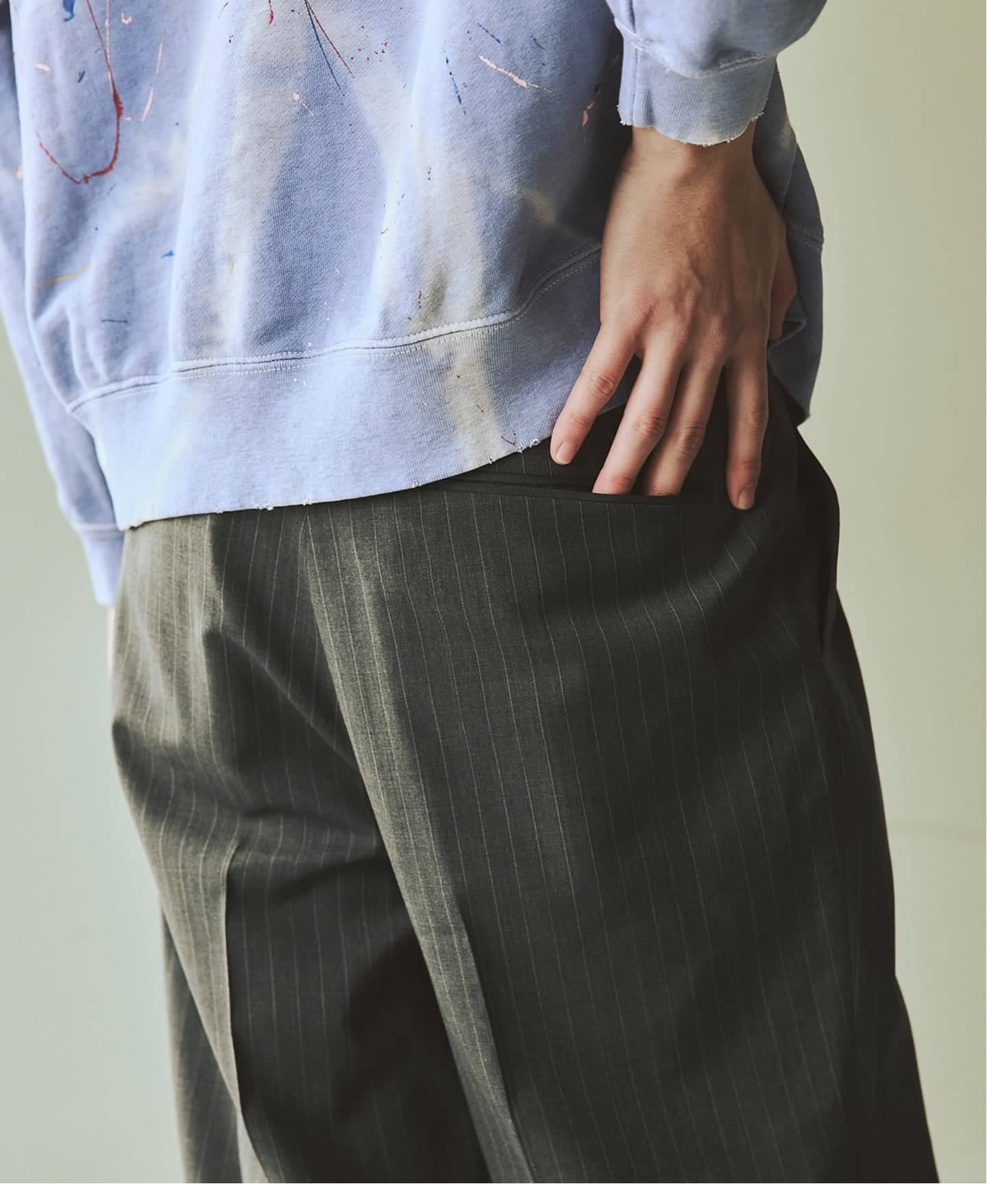 T/W ストライプ 2タック トラウザー スラックス（スラックス