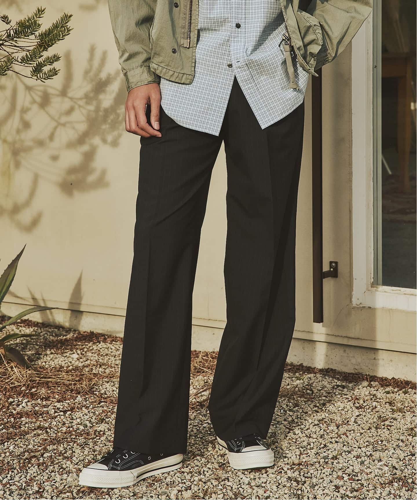 T/W ストライプ 2タック トラウザー スラックス（スラックス