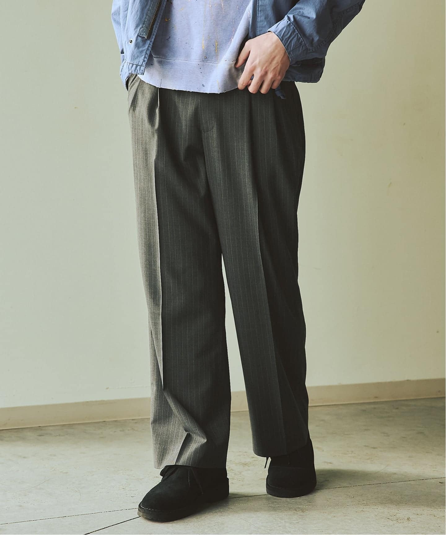 予約》T/W ストライプ 2タック トラウザー スラックス（スラックス