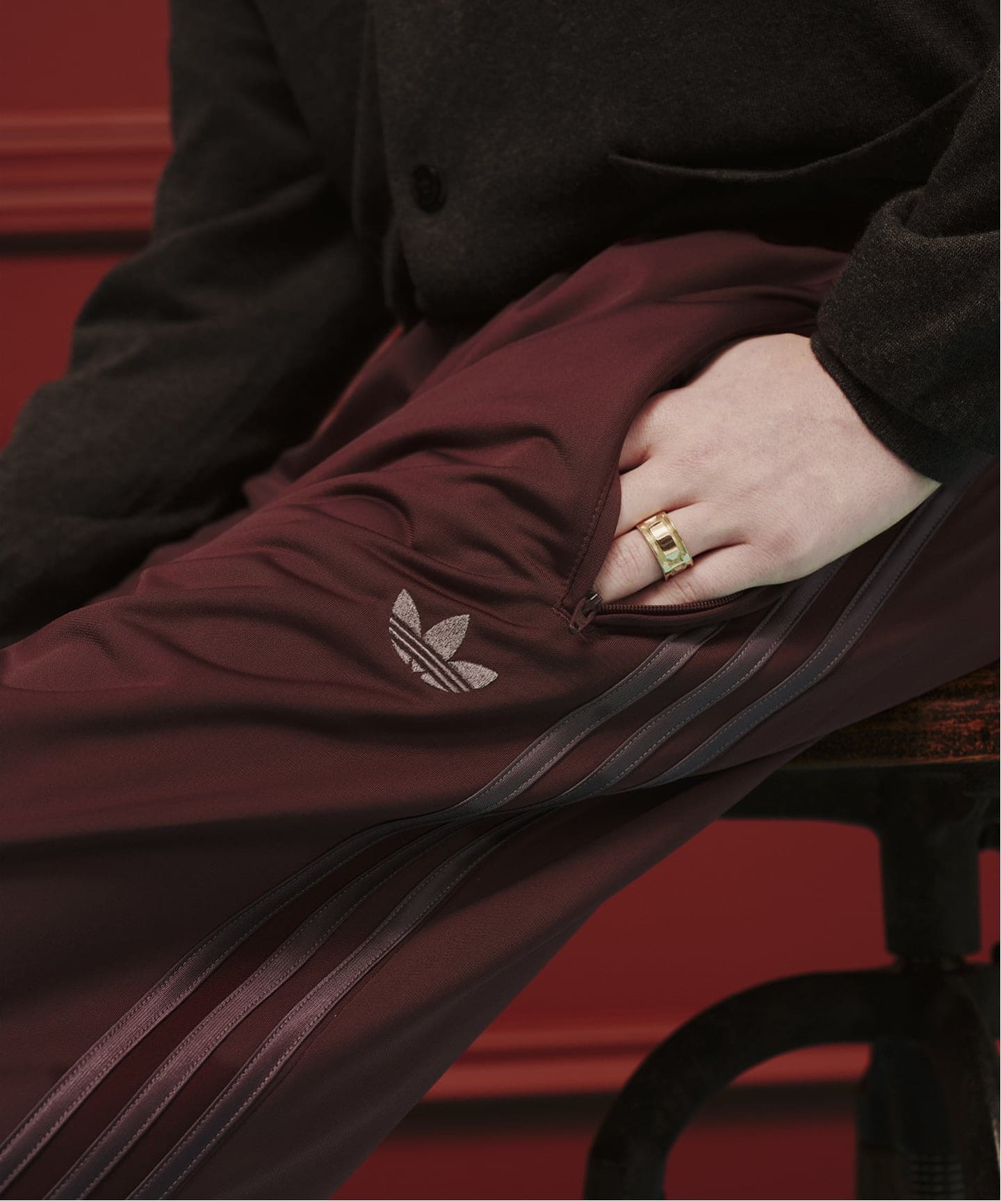 ジャーナルスタンダードadidas バーガンディ トラックパンツ adidas originals / アディダス for JS ファイヤーバード トラック