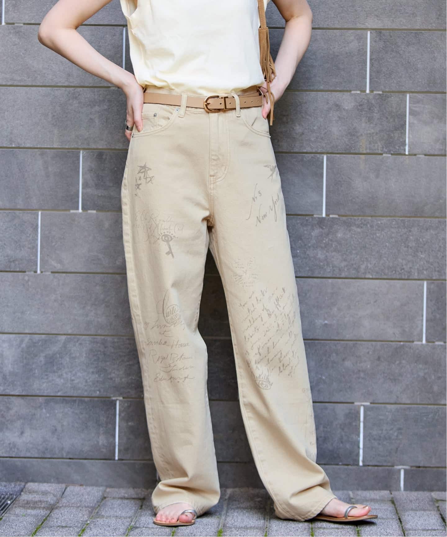 ISSUETHINGS ベージュ デニム 予約》ウォッシャブル / DU JOUR / デュ ジュール SCRIPT PIPE JEAN