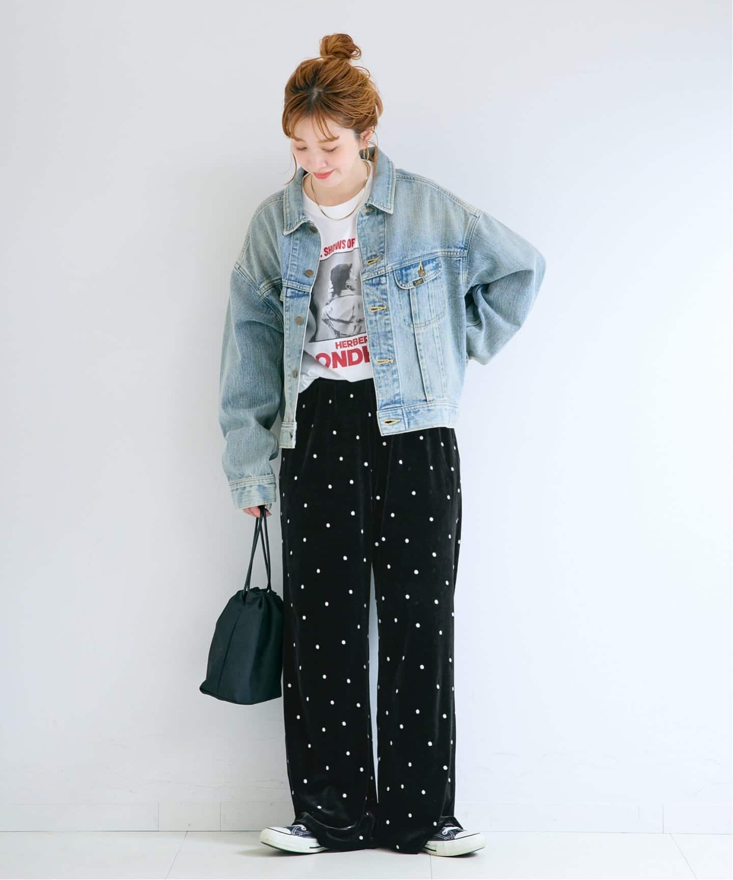 予約》手洗い可 / ベロアドット刺繍パンツ（その他パンツ）｜B.C STOCK
