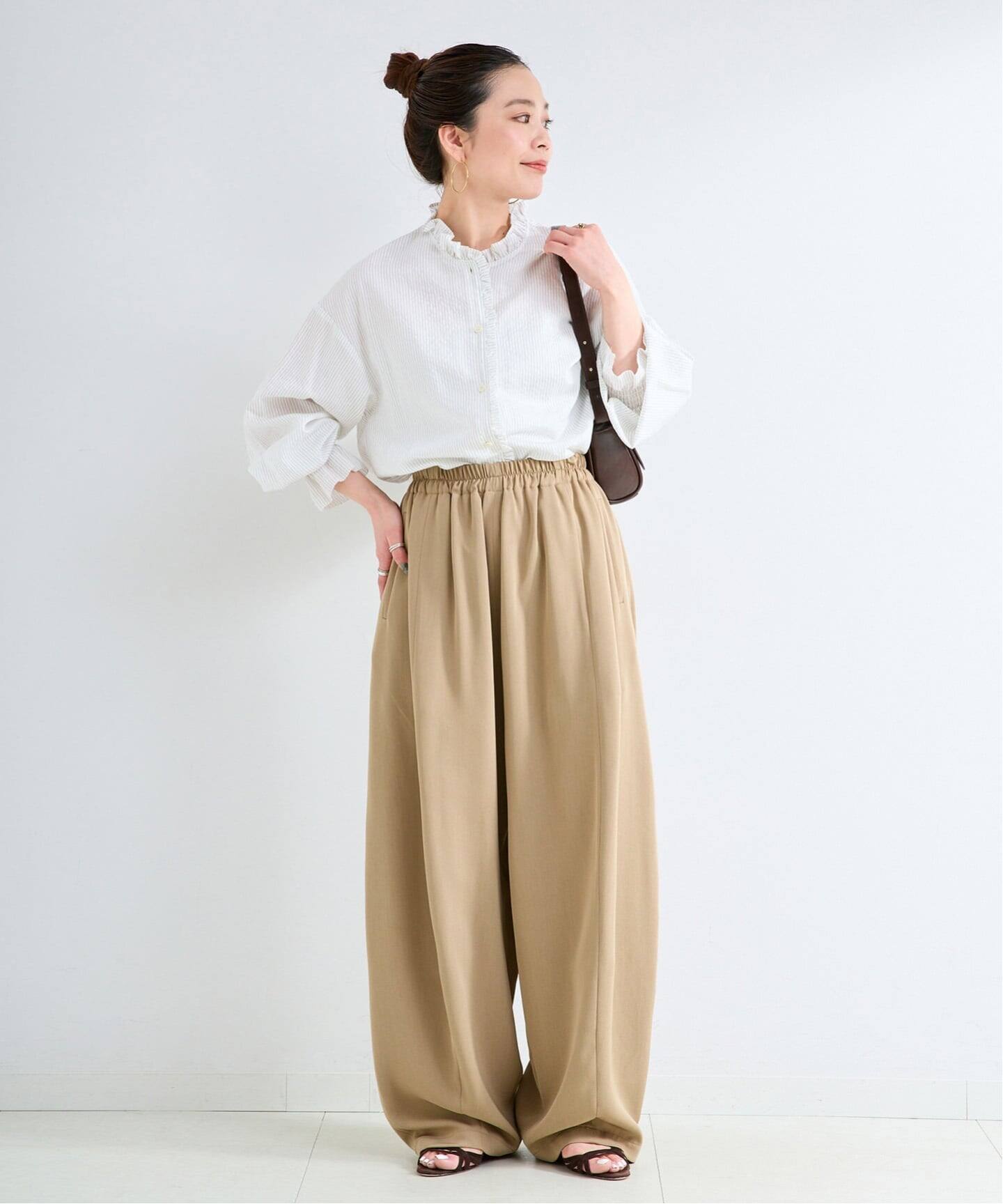 B.C STOCK【WEB限定】ウォッシャブル ボリュームイージーパンツ WEB限定】ウォッシャブル / 梳毛調ボリュームイージーパンツ（その他