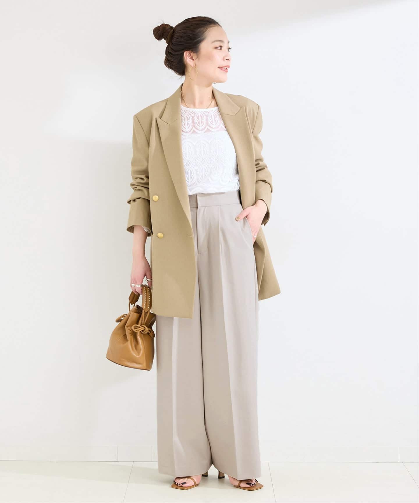 手洗い可 / ワイドストレートセンタープレスパンツ（スラックス）｜B.C