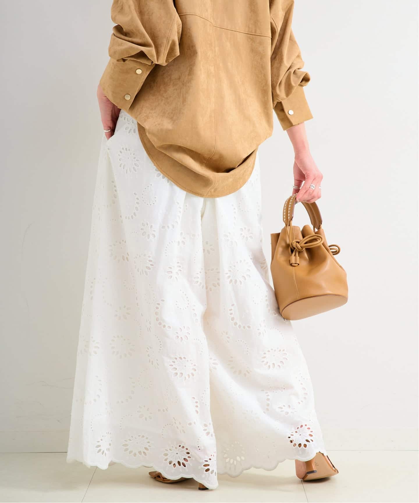 追加4予約》手洗い可 / アイレットレイヤーイージーワイドパンツ